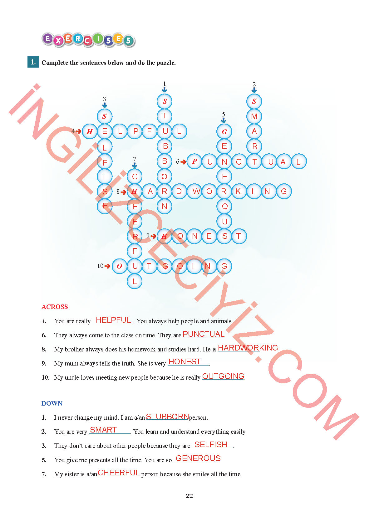 7. Sınıf İngilizce Sdr İpekyolu Yayınları Kitabı Sayfa 22 Cevapları