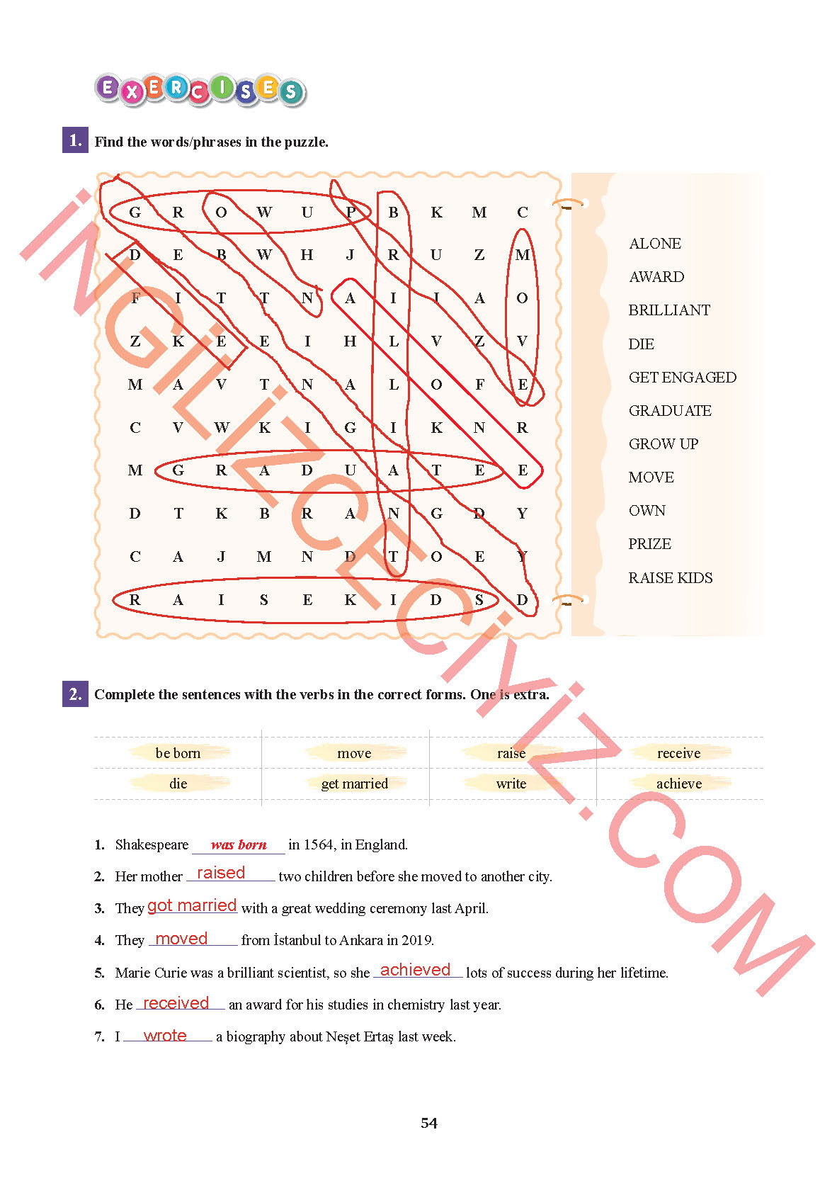 7. Sınıf İngilizce Sdr İpekyolu Yayınları Kitabı Sayfa 54 Cevapları
