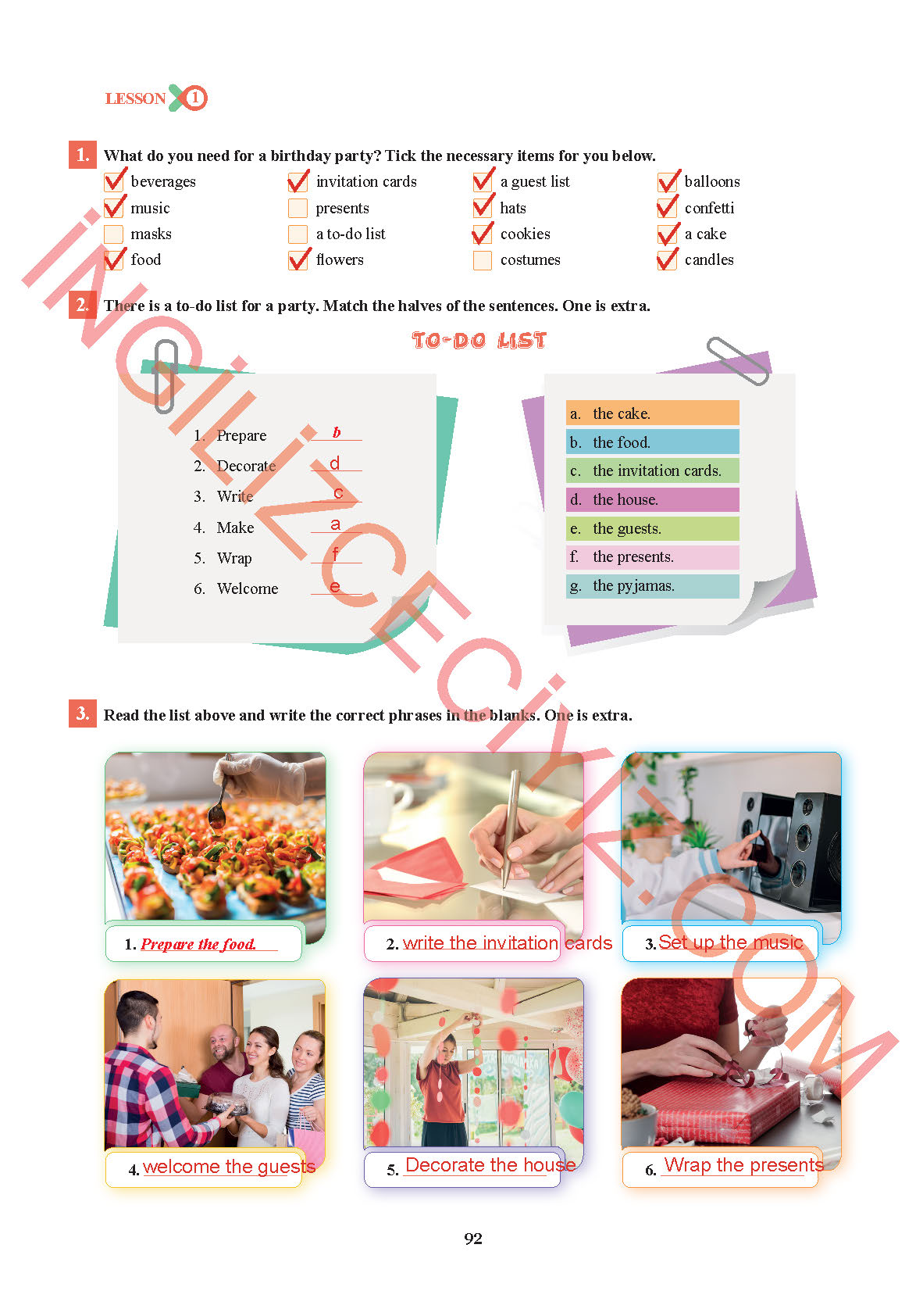 7. Sınıf İngilizce Sdr İpekyolu Yayınları Kitabı Sayfa 92 Cevapları