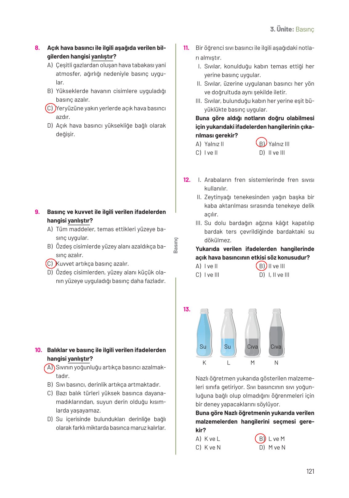 8. Sınıf Hecce Yayıncılık Fen Bilimleri Ders Kitabı Sayfa 121 Cevapları