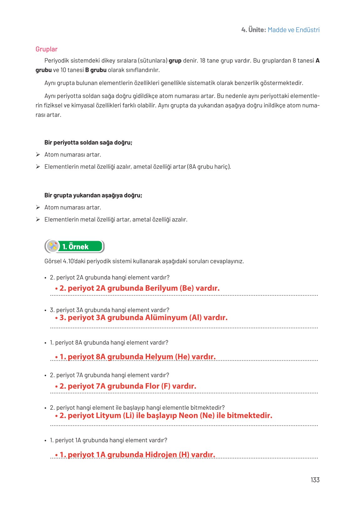 8. Sınıf Hecce Yayıncılık Fen Bilimleri Ders Kitabı Sayfa 133 Cevapları