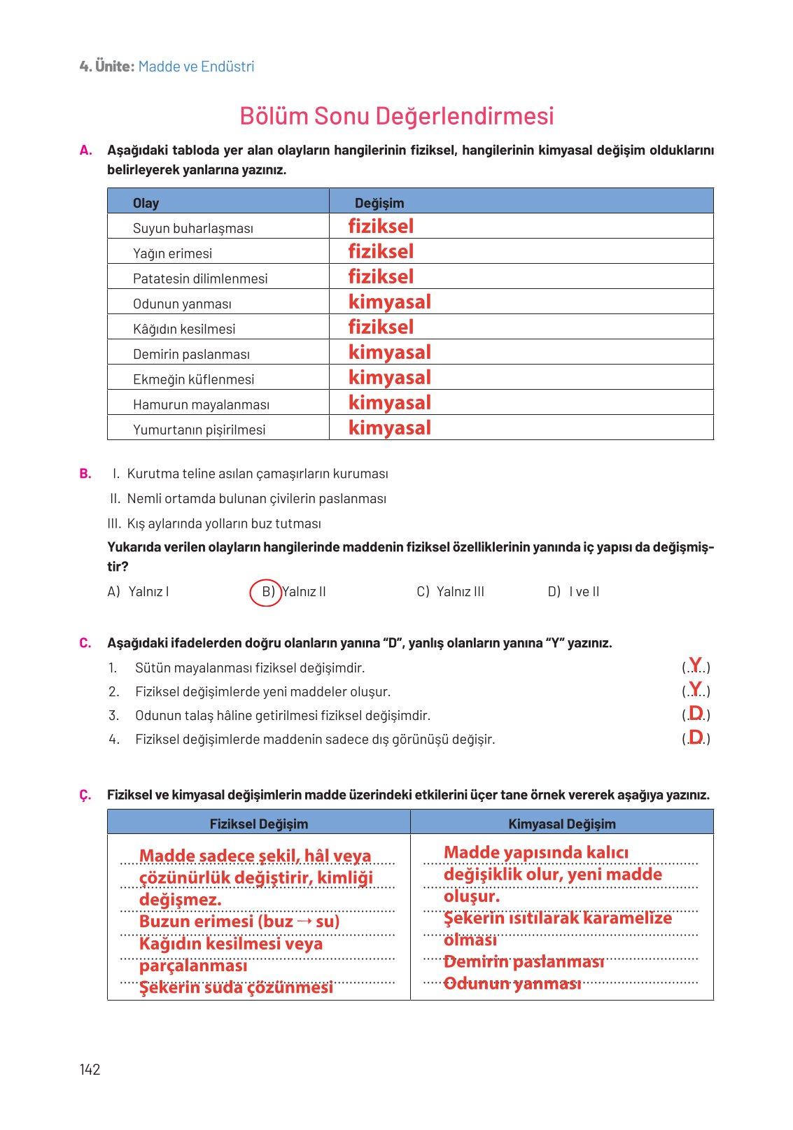 8. Sınıf Hecce Yayıncılık Fen Bilimleri Ders Kitabı Sayfa 142 Cevapları