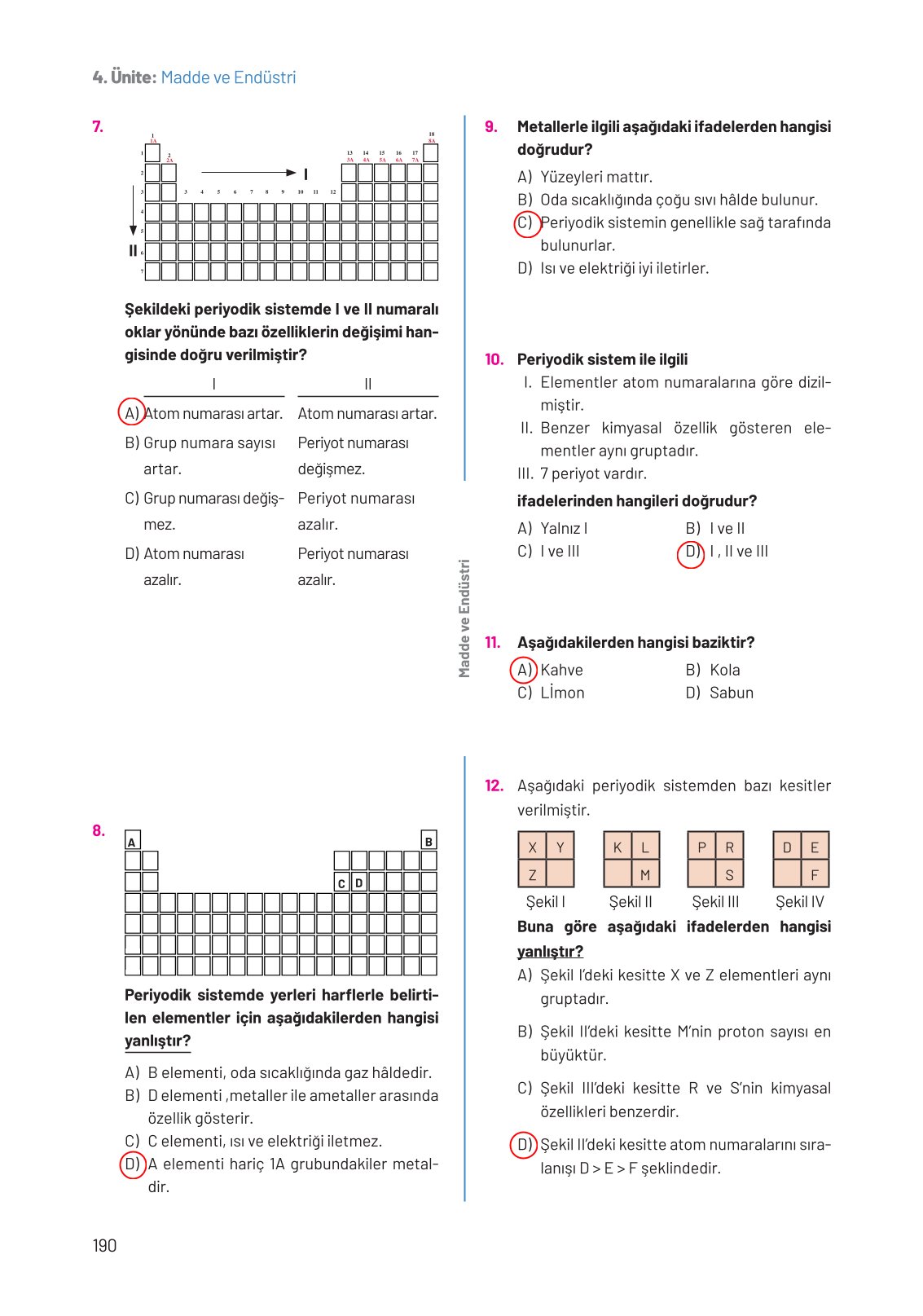 8. Sınıf Hecce Yayıncılık Fen Bilimleri Ders Kitabı Sayfa 190 Cevapları