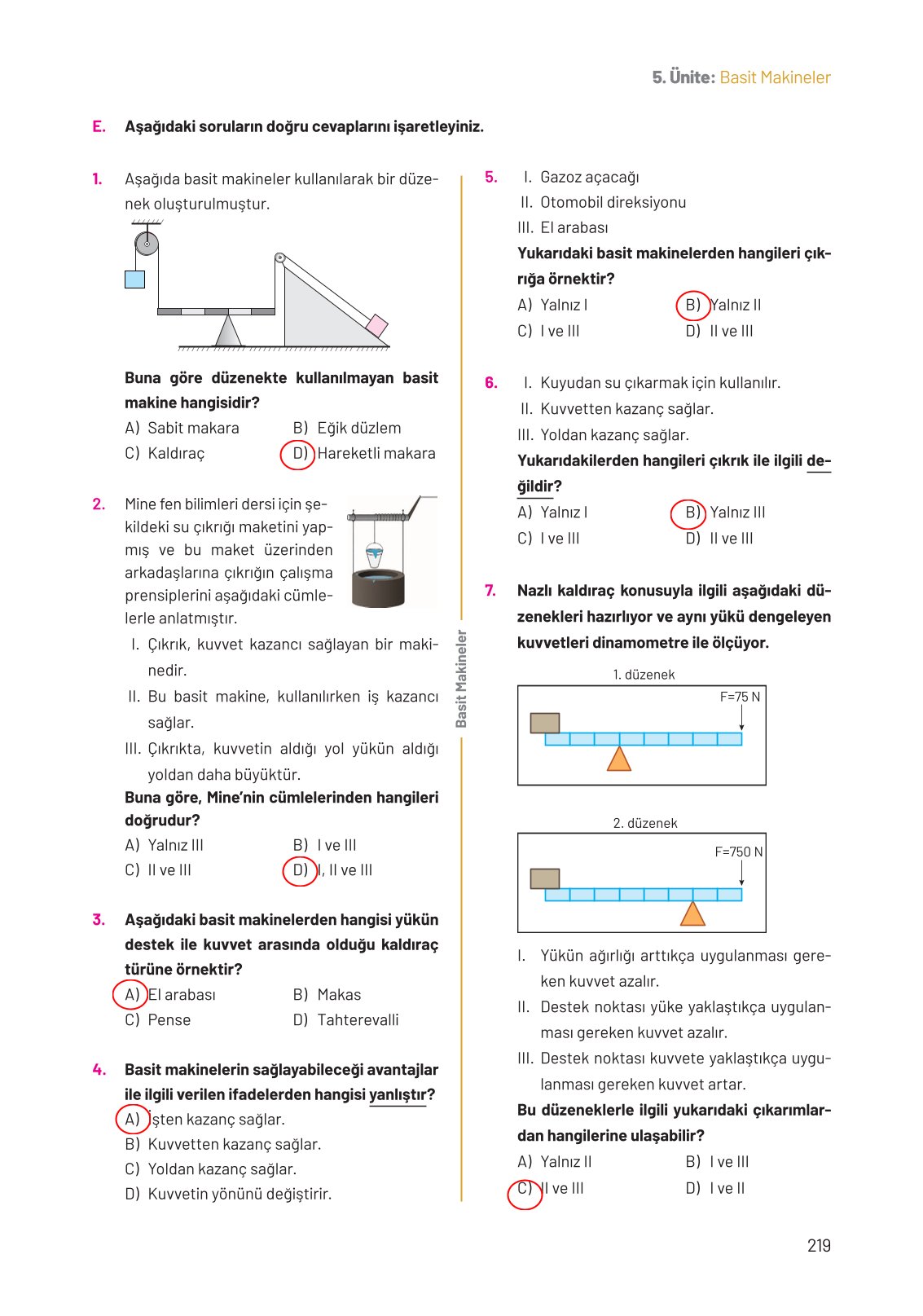 8. Sınıf Hecce Yayıncılık Fen Bilimleri Ders Kitabı Sayfa 219 Cevapları
