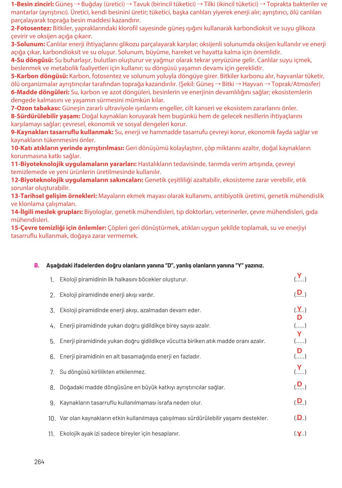 8. Sınıf Hecce Yayıncılık Fen Bilimleri Ders Kitabı Sayfa 264 Cevapları