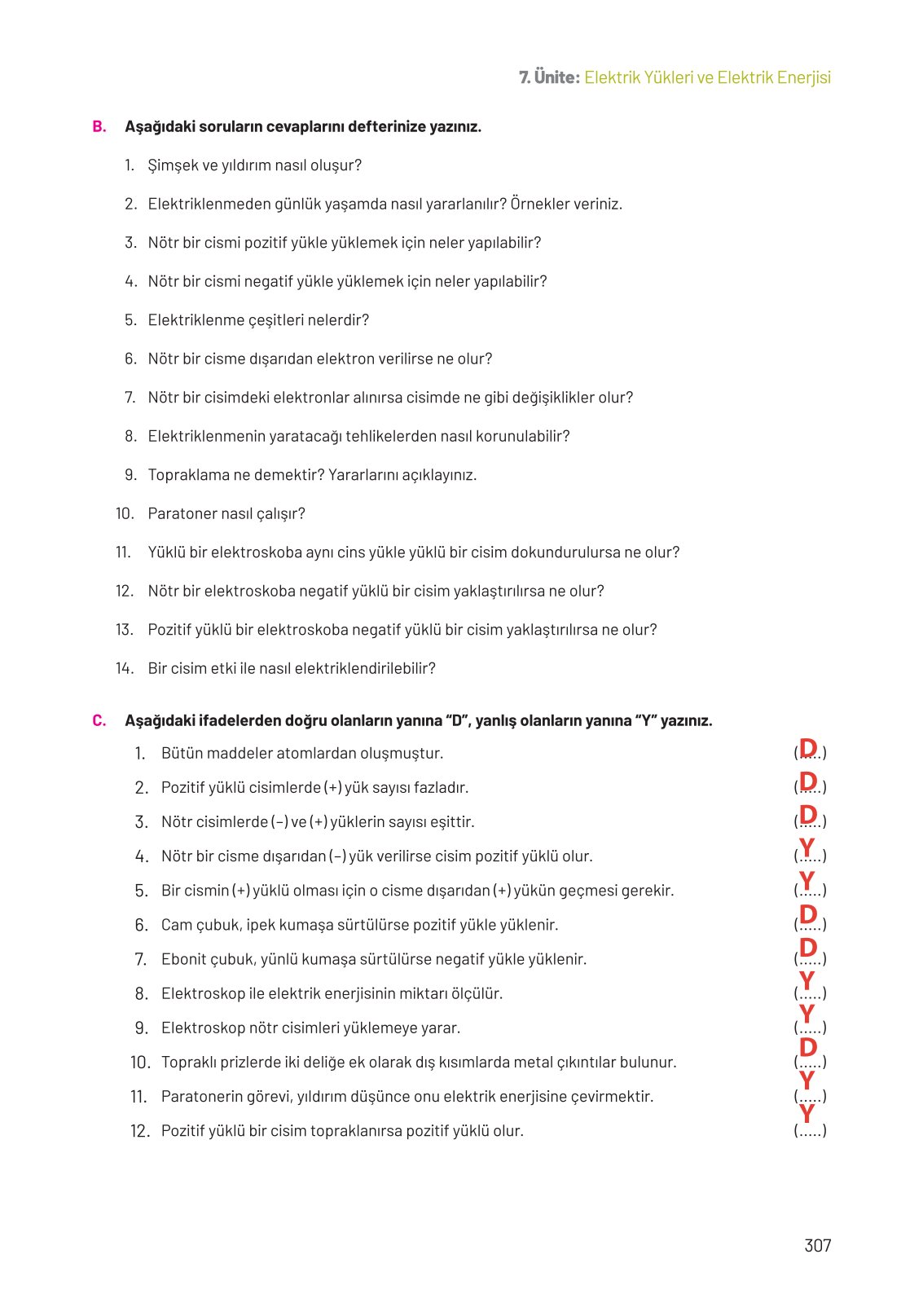 8. Sınıf Hecce Yayıncılık Fen Bilimleri Ders Kitabı Sayfa 307 Cevapları