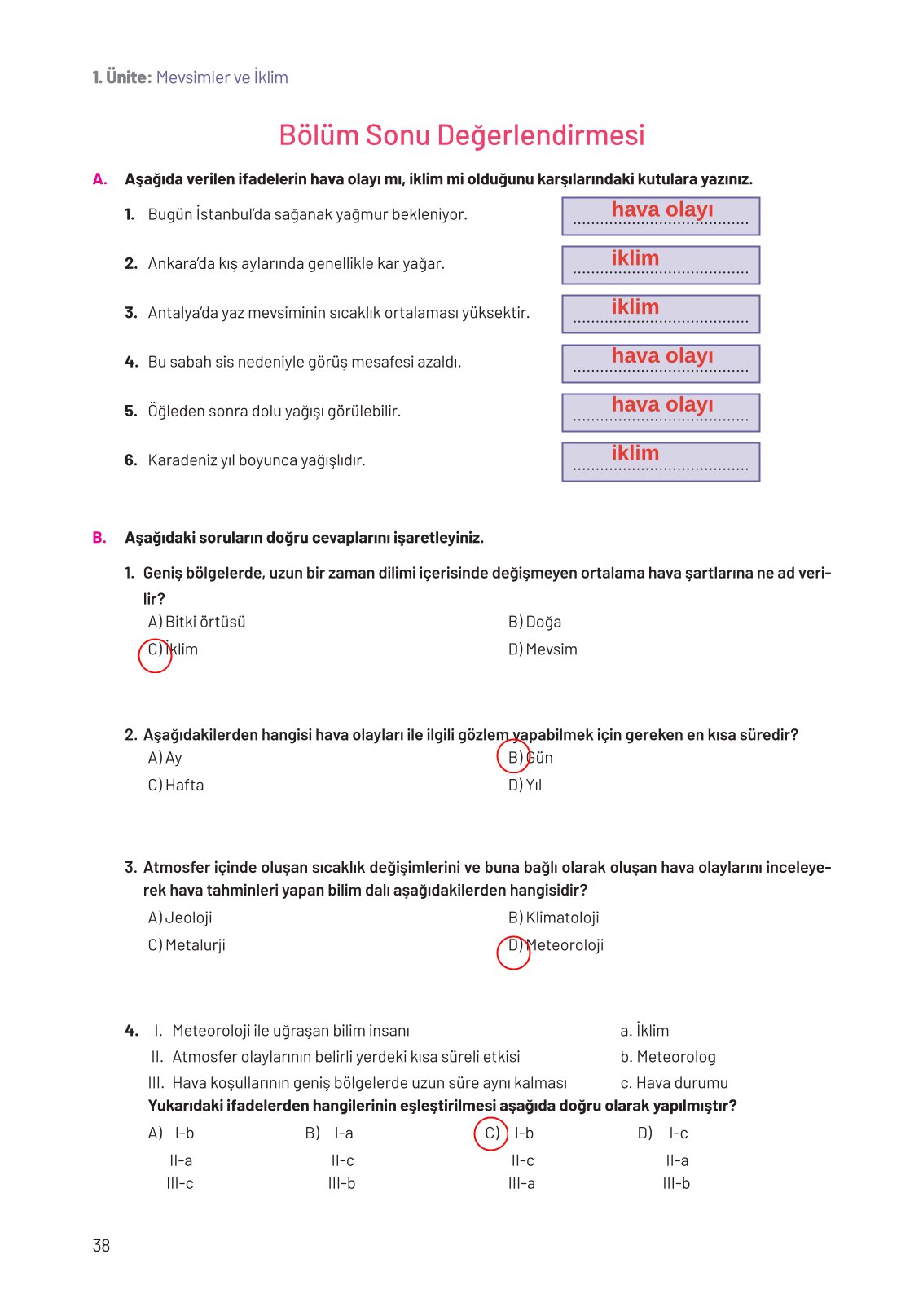 8. Sınıf Hecce Yayıncılık Fen Bilimleri Ders Kitabı Sayfa 38 Cevapları