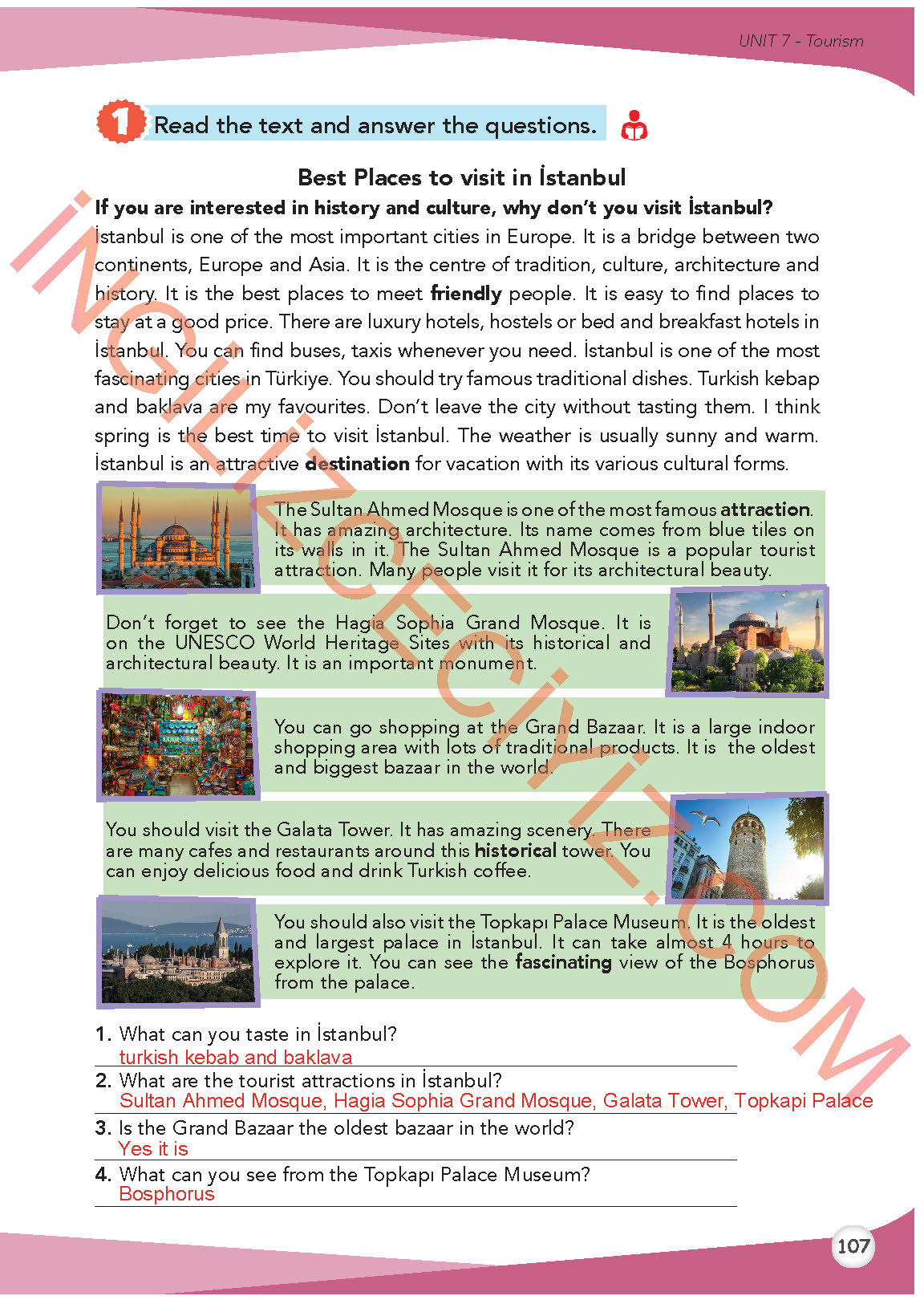 8. Sınıf İngilizce Meb Yayınları Kitabı Sayfa 107 Cevapları