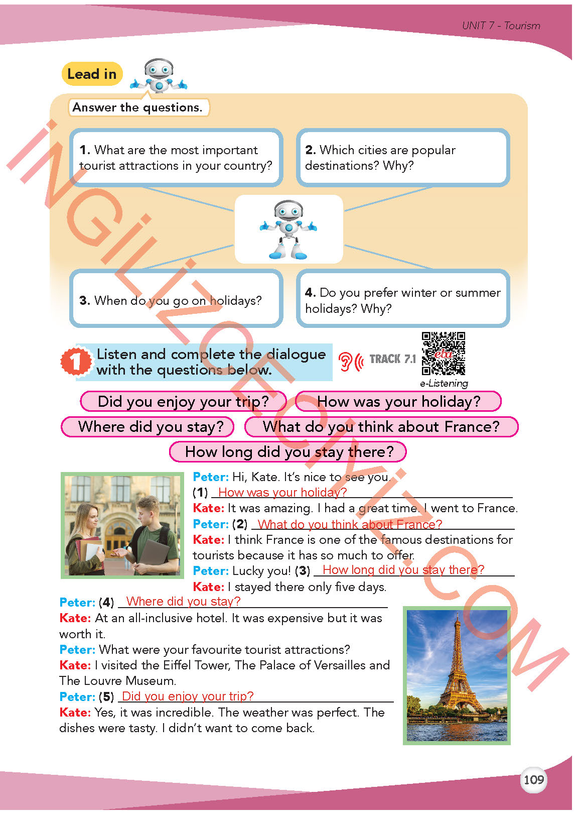 8. Sınıf İngilizce Meb Yayınları Kitabı Sayfa 109 Cevapları