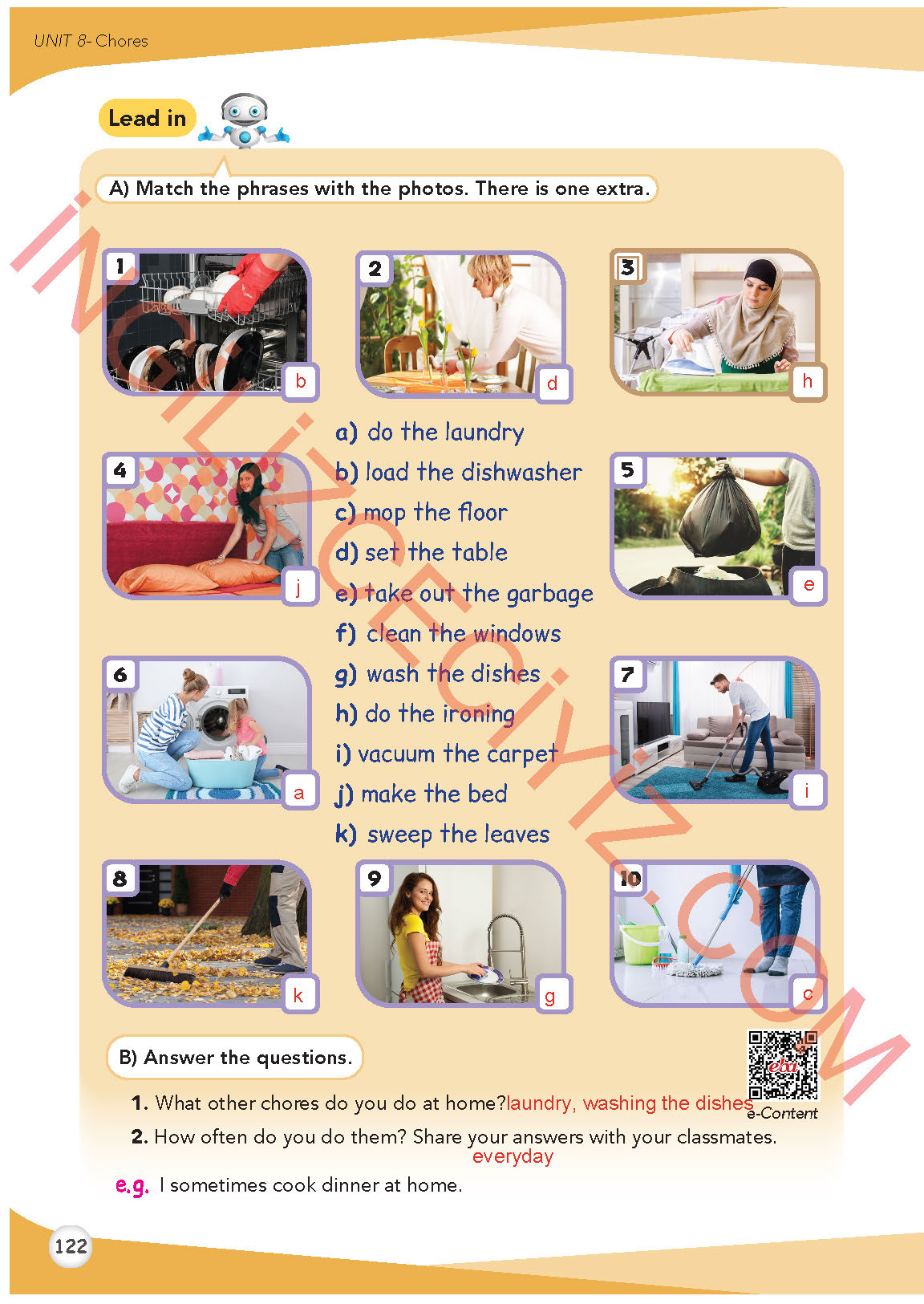 8. Sınıf İngilizce Meb Yayınları Kitabı Sayfa 122 Cevapları