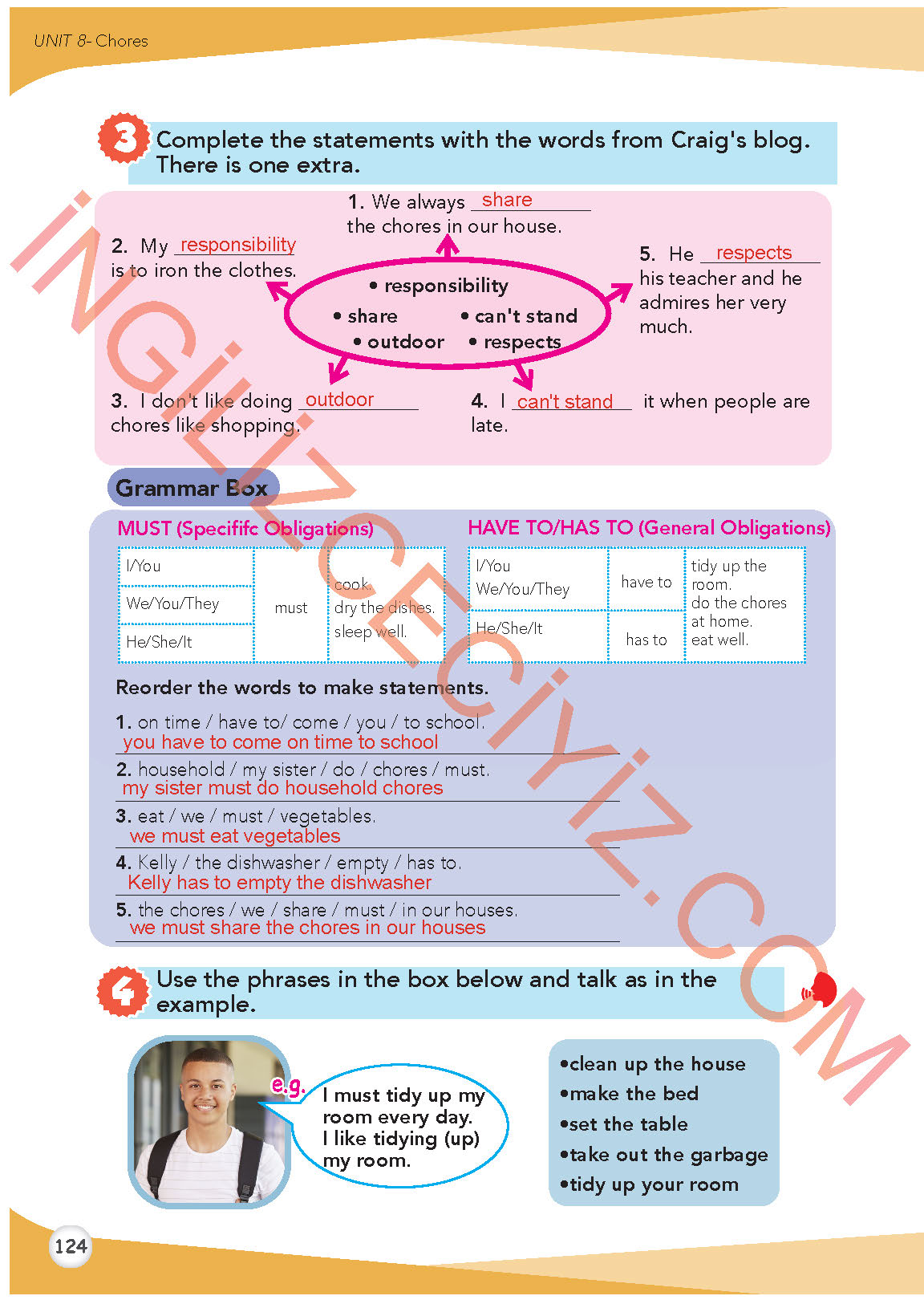 8. Sınıf İngilizce Meb Yayınları Kitabı Sayfa 124 Cevapları