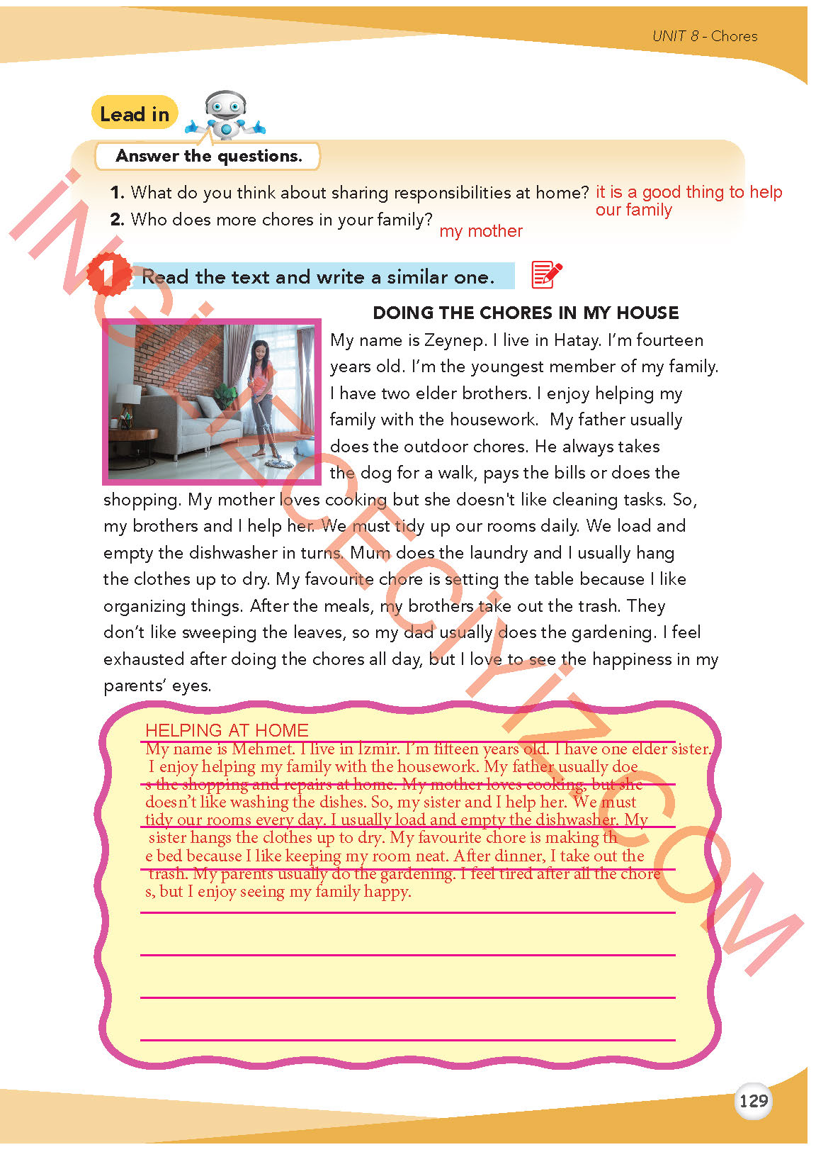 8. Sınıf İngilizce Meb Yayınları Kitabı Sayfa 129 Cevapları