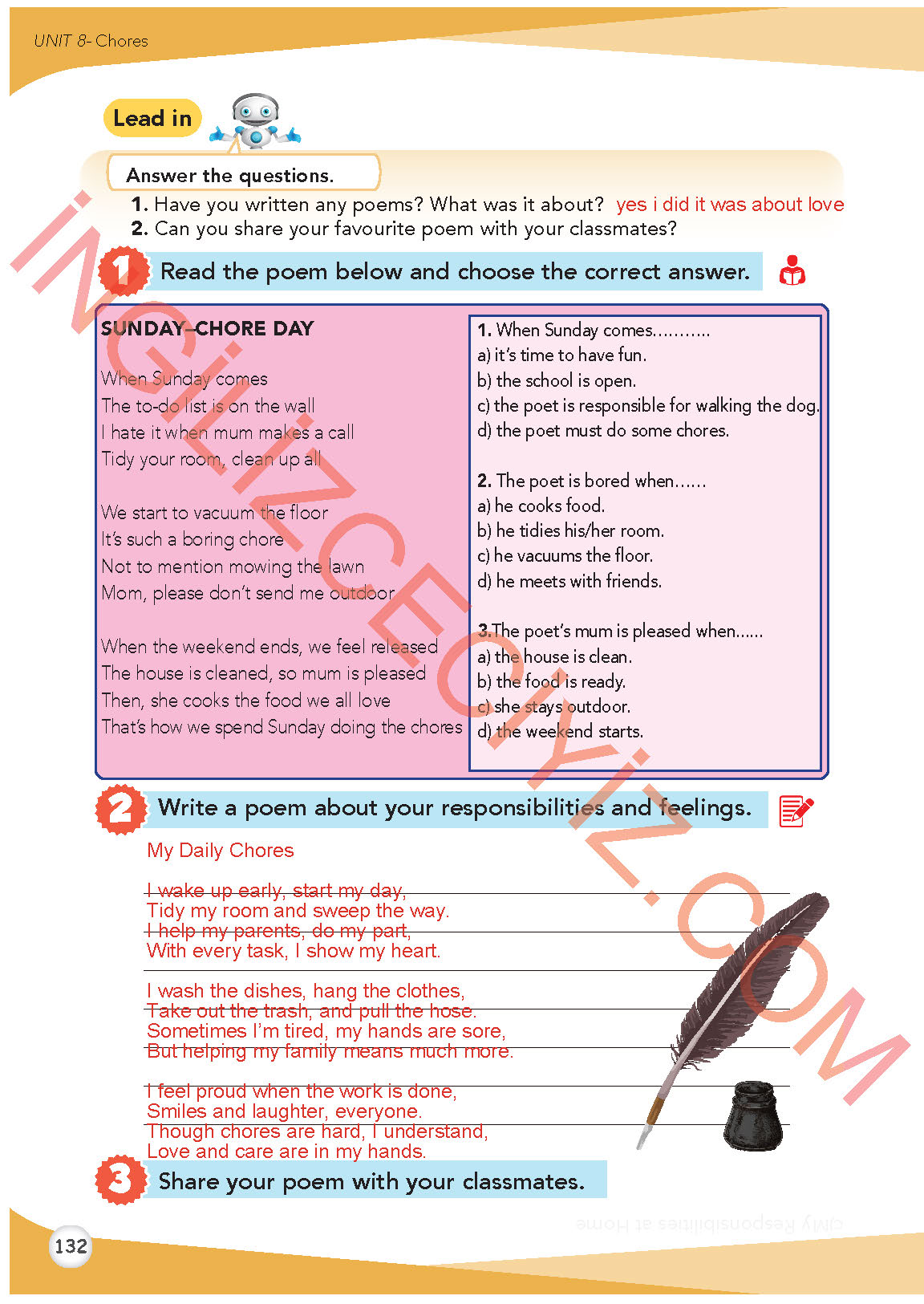 8. Sınıf İngilizce Meb Yayınları Kitabı Sayfa 132 Cevapları