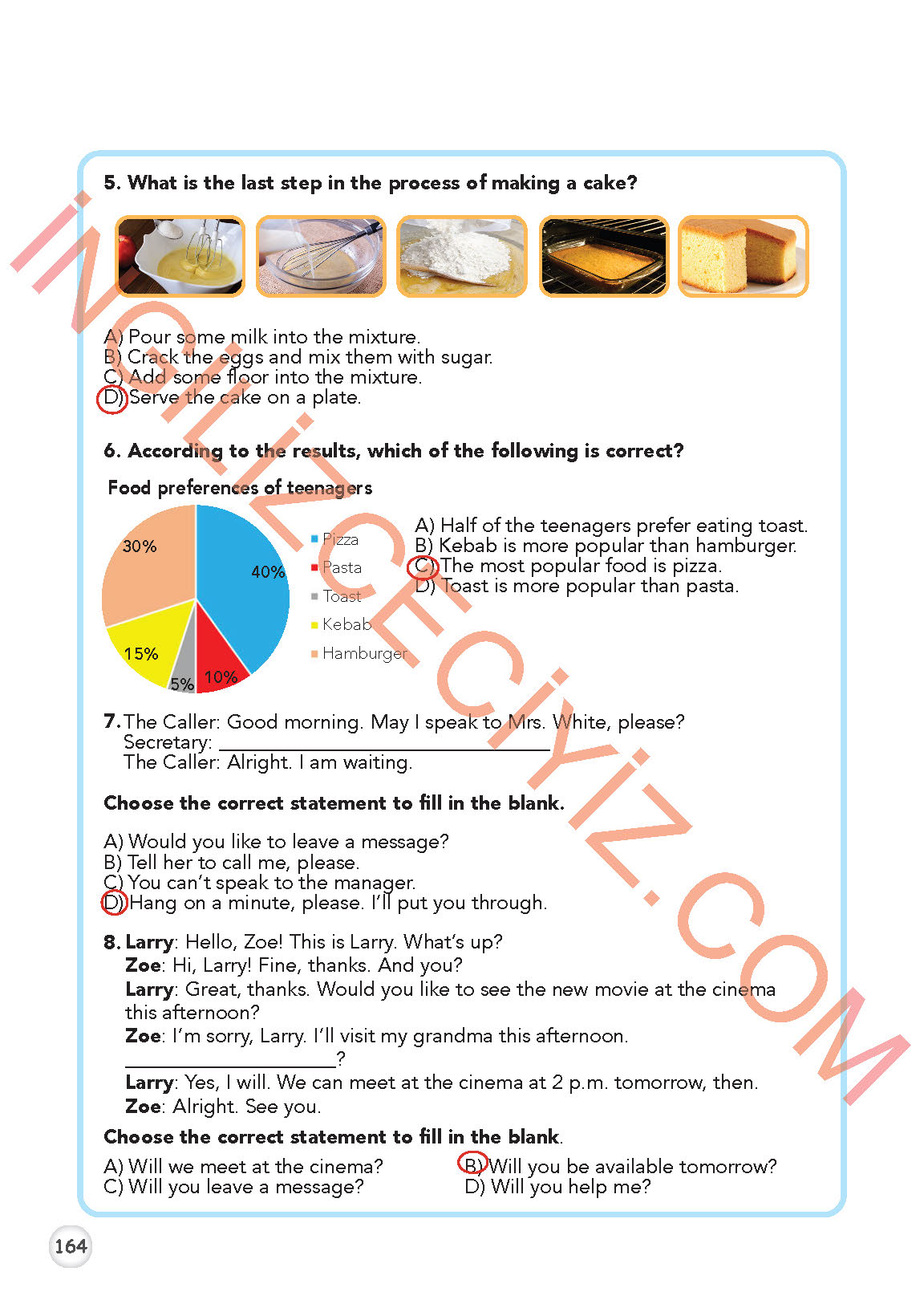 8. Sınıf İngilizce Meb Yayınları Kitabı Sayfa 164 Cevapları