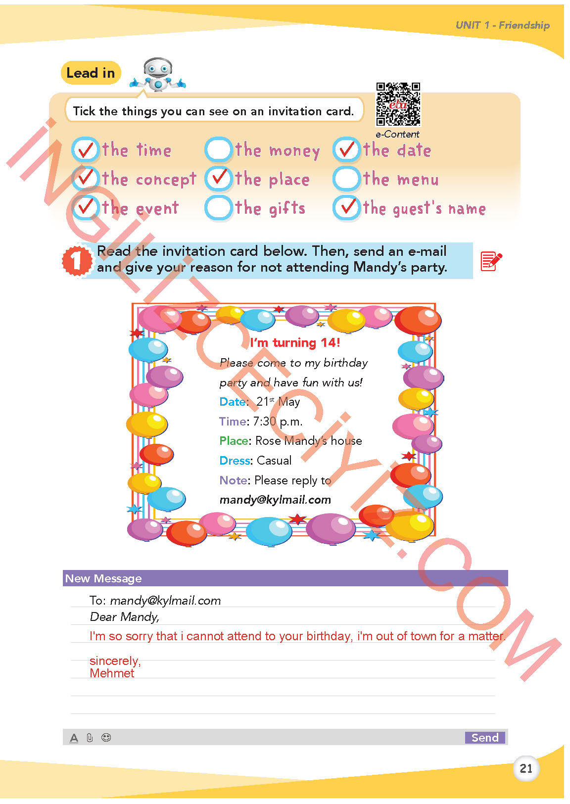 8. Sınıf İngilizce Meb Yayınları Kitabı Sayfa 21 Cevapları