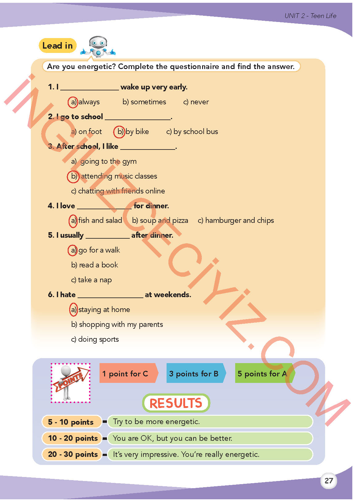 8. Sınıf İngilizce Meb Yayınları Kitabı Sayfa 27 Cevapları