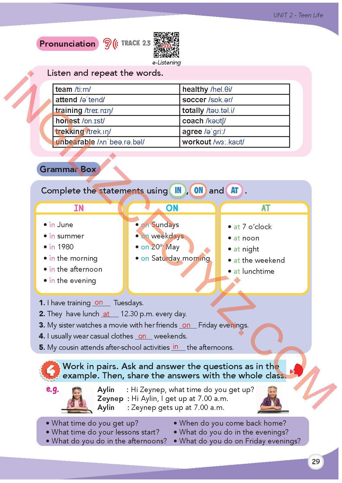 8. Sınıf İngilizce Meb Yayınları Kitabı Sayfa 29 Cevapları