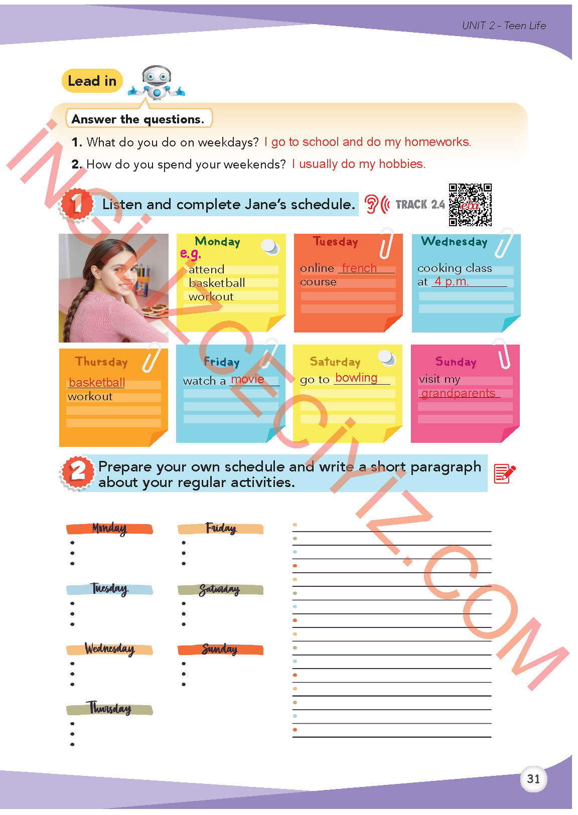 8. Sınıf İngilizce Meb Yayınları Kitabı Sayfa 31 Cevapları