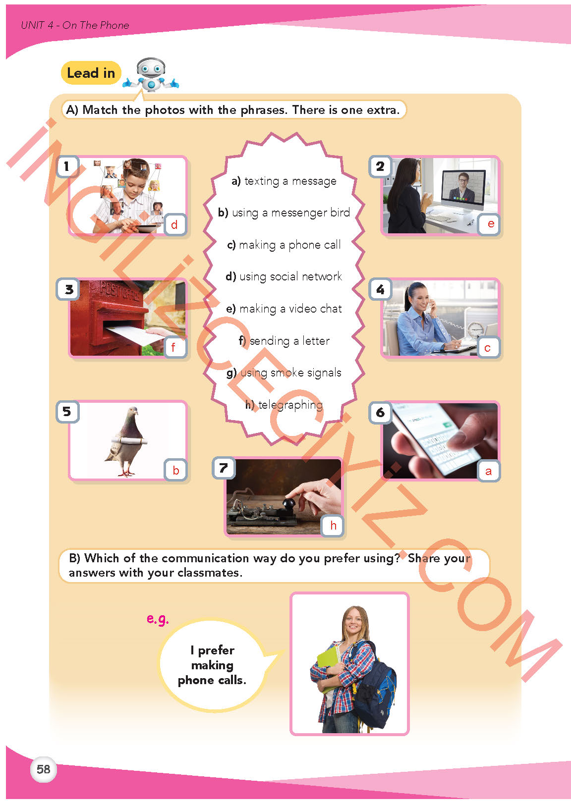 8. Sınıf İngilizce Meb Yayınları Kitabı Sayfa 58 Cevapları