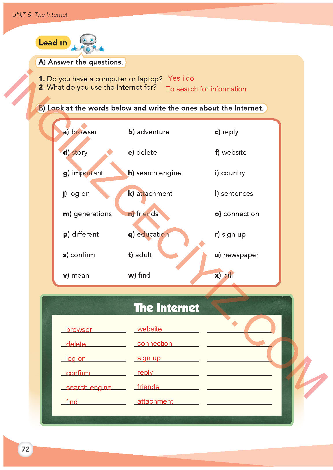 8. Sınıf İngilizce Meb Yayınları Kitabı Sayfa 72 Cevapları