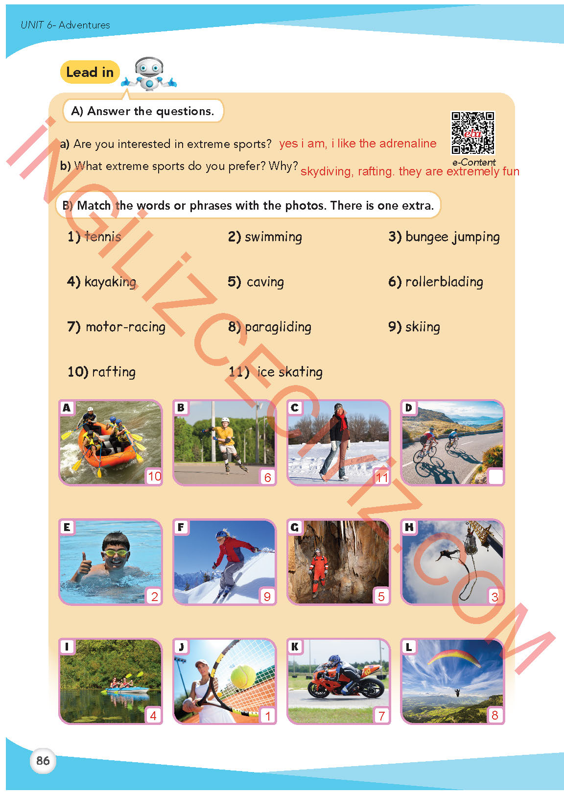 8. Sınıf İngilizce Meb Yayınları Kitabı Sayfa 86 Cevapları