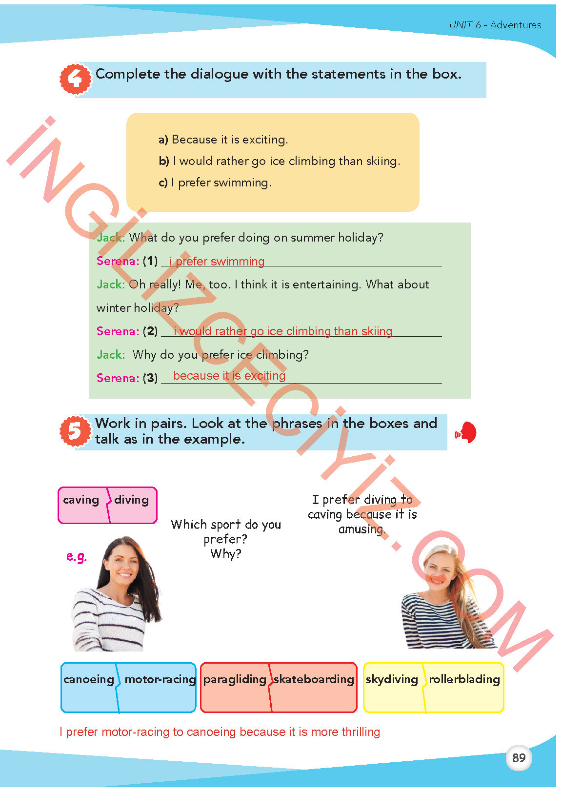 8. Sınıf İngilizce Meb Yayınları Kitabı Sayfa 89 Cevapları