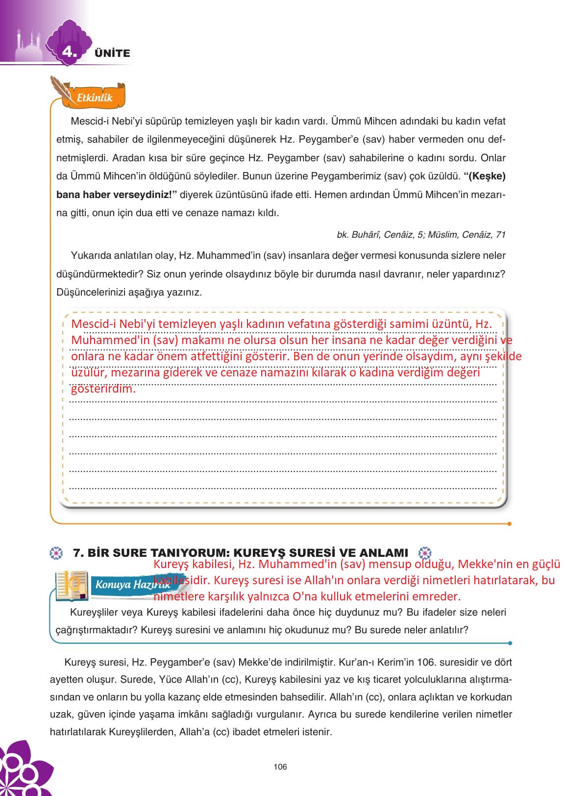 8. Sınıf Sdr İpekyolu Yayıncılık Din Kültürü Ve Ahlak Bilgisi Ders Kitabı Sayfa 107 Cevapları