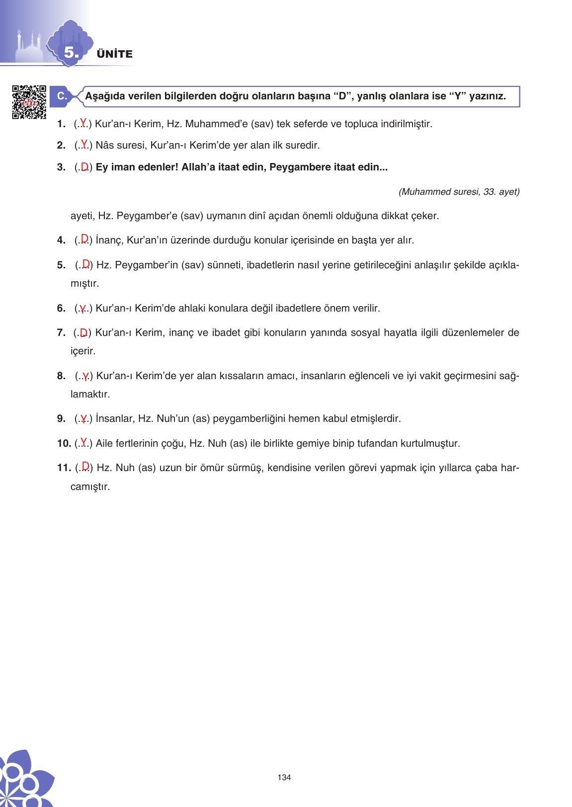 8. Sınıf Sdr İpekyolu Yayıncılık Din Kültürü Ve Ahlak Bilgisi Ders Kitabı Sayfa 135 Cevapları