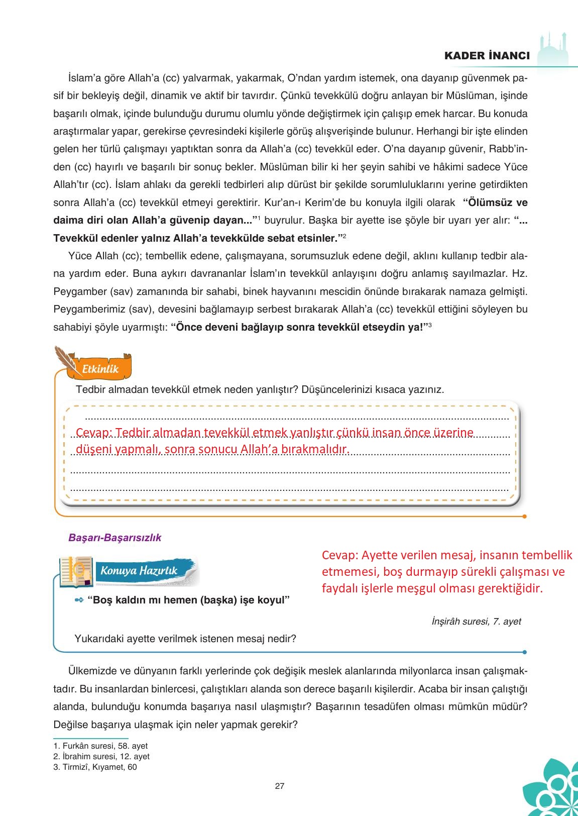 8. Sınıf Sdr İpekyolu Yayıncılık Din Kültürü Ve Ahlak Bilgisi Ders Kitabı Sayfa 28 Cevapları