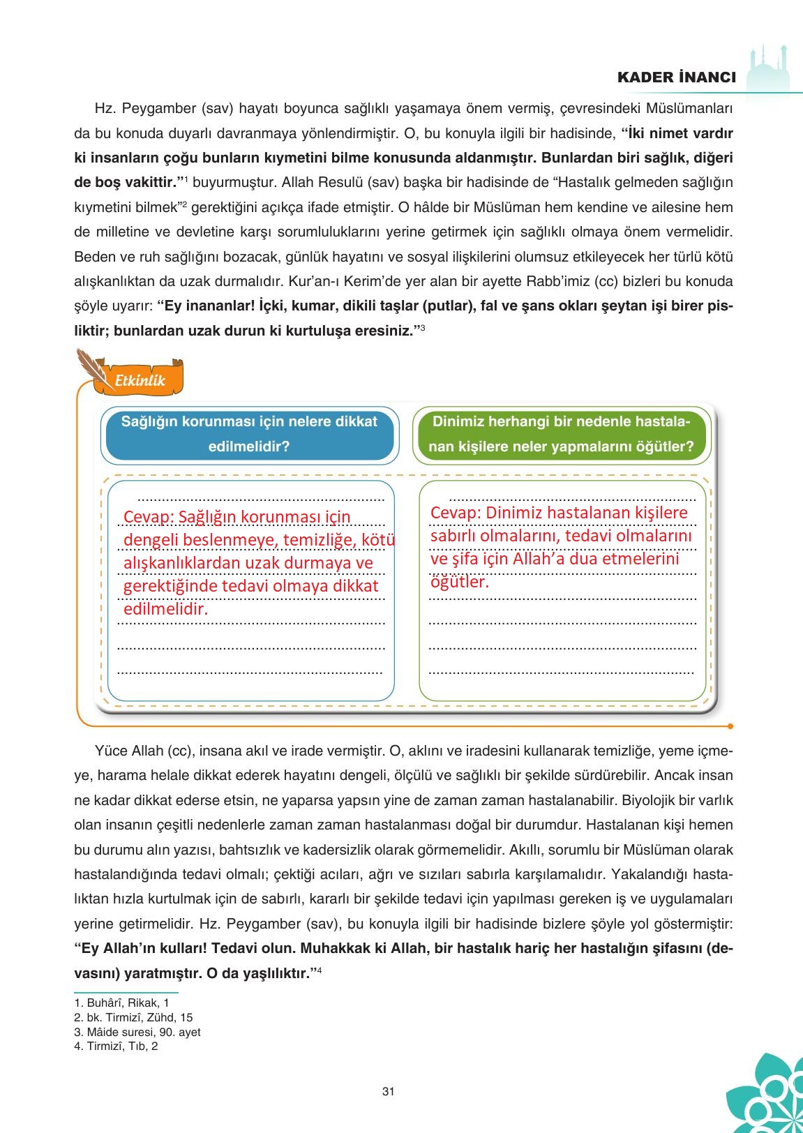 8. Sınıf Sdr İpekyolu Yayıncılık Din Kültürü Ve Ahlak Bilgisi Ders Kitabı Sayfa 32 Cevapları