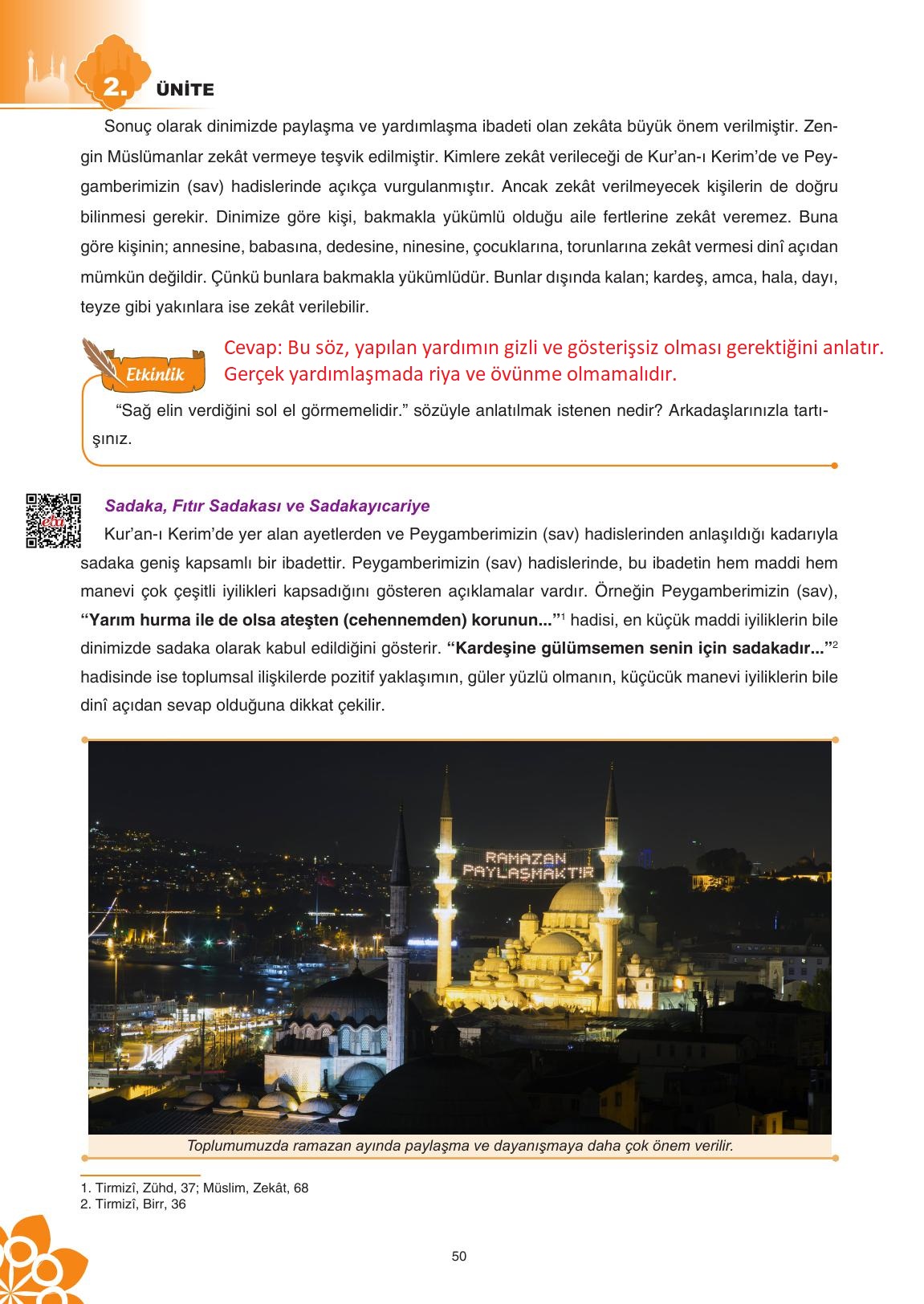 8. Sınıf Sdr İpekyolu Yayıncılık Din Kültürü Ve Ahlak Bilgisi Ders Kitabı Sayfa 51 Cevapları