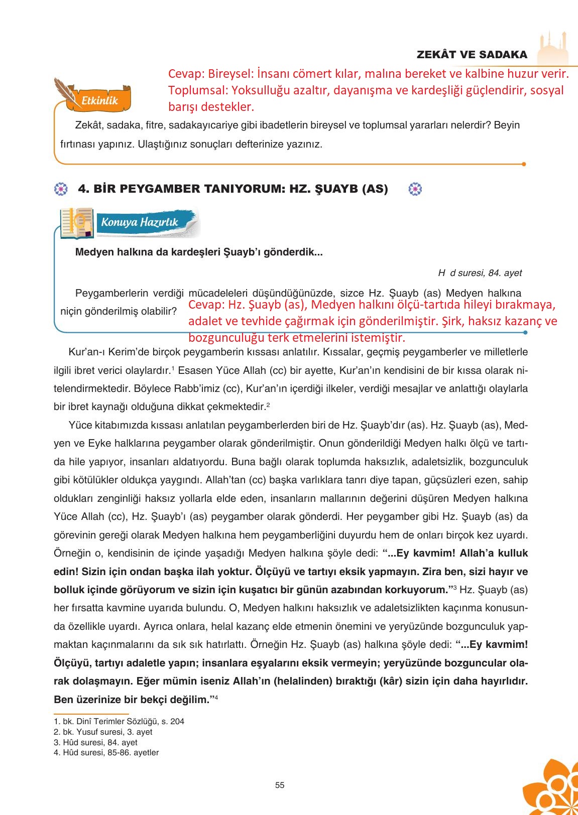 8. Sınıf Sdr İpekyolu Yayıncılık Din Kültürü Ve Ahlak Bilgisi Ders Kitabı Sayfa 56 Cevapları