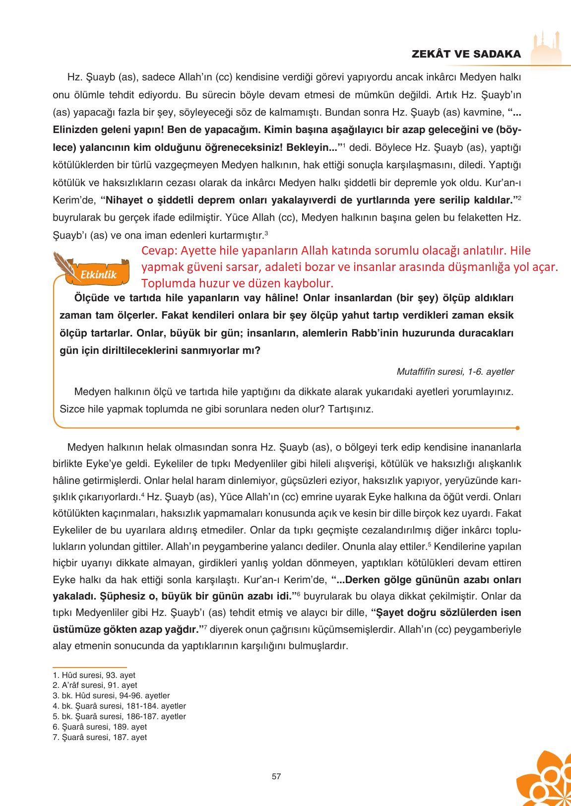 8. Sınıf Sdr İpekyolu Yayıncılık Din Kültürü Ve Ahlak Bilgisi Ders Kitabı Sayfa 58 Cevapları