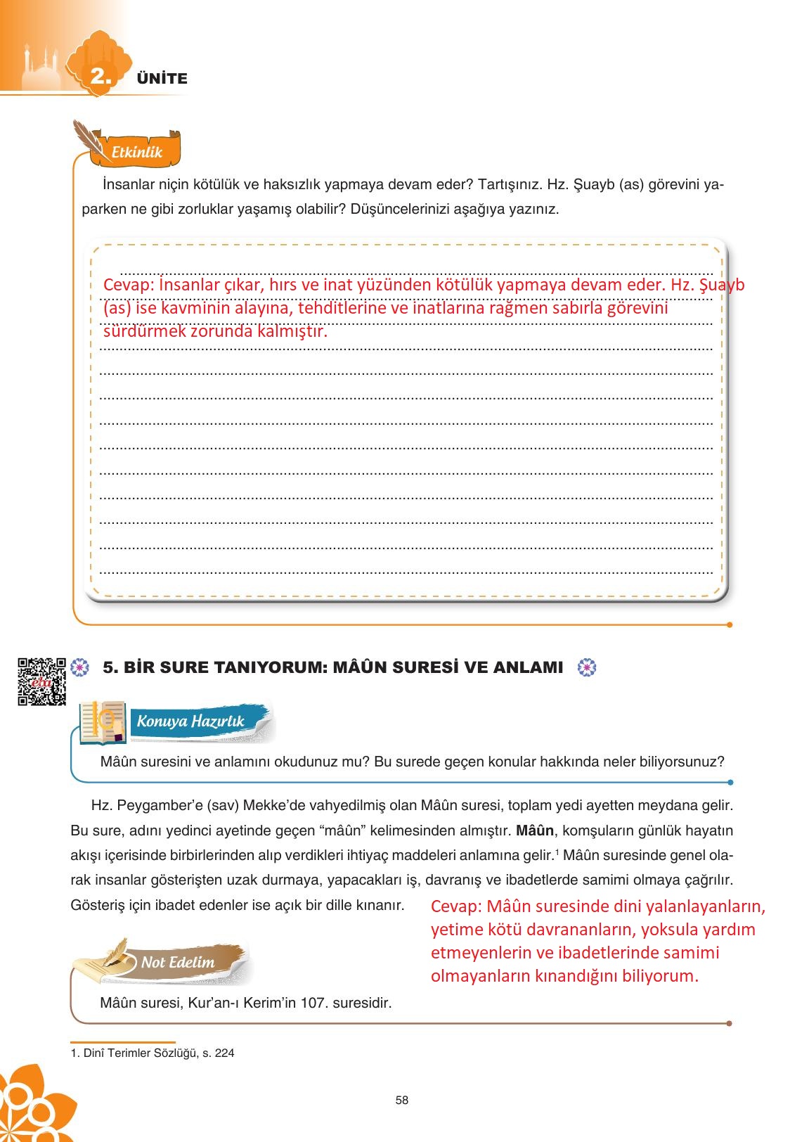 8. Sınıf Sdr İpekyolu Yayıncılık Din Kültürü Ve Ahlak Bilgisi Ders Kitabı Sayfa 59 Cevapları