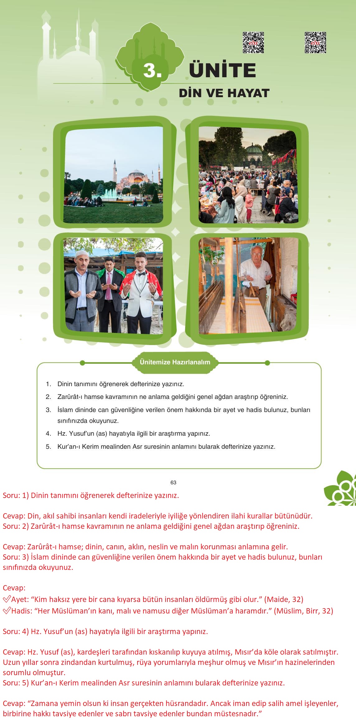 8. Sınıf Sdr İpekyolu Yayıncılık Din Kültürü Ve Ahlak Bilgisi Ders Kitabı Sayfa 64 Cevapları