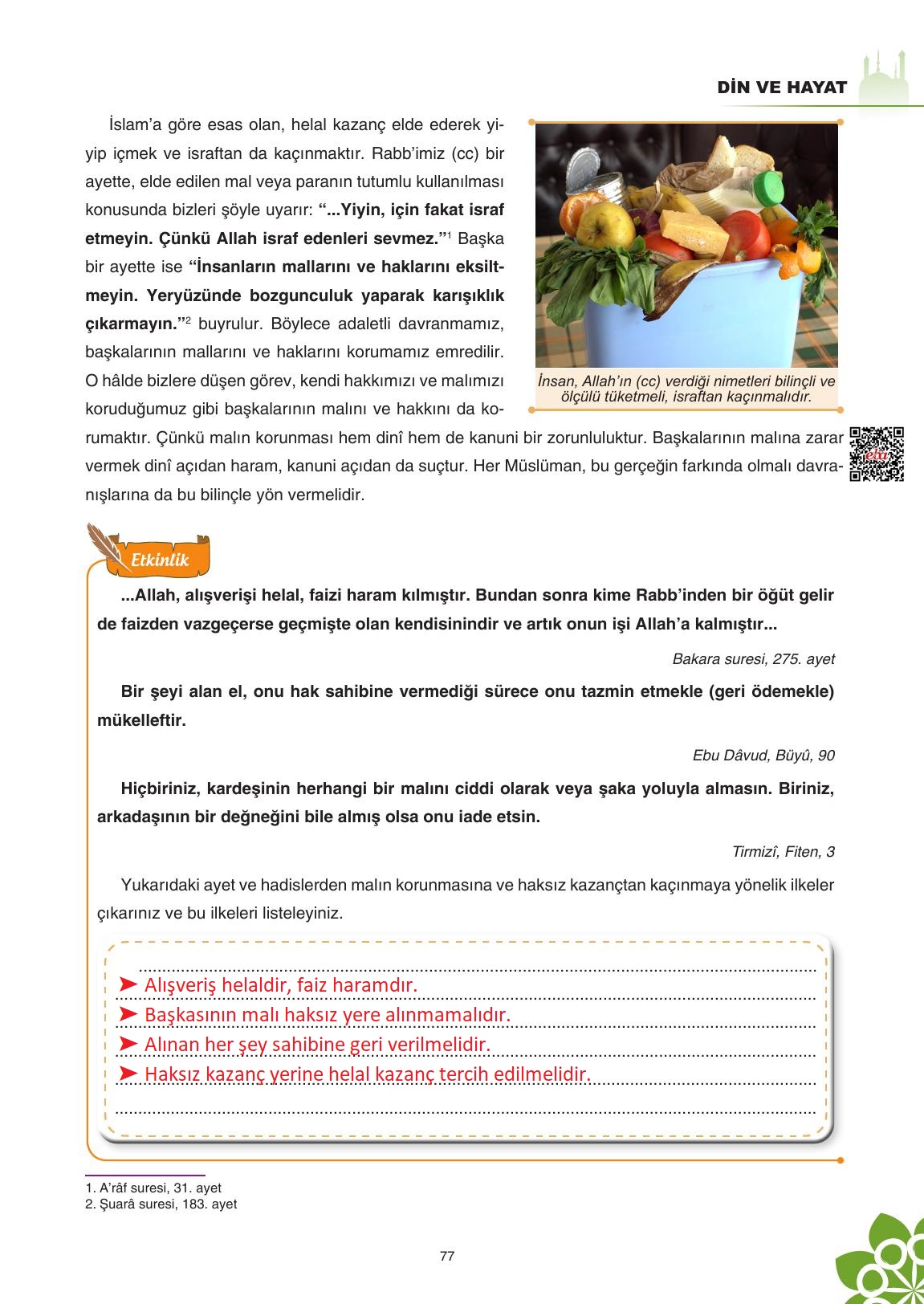 8. Sınıf Sdr İpekyolu Yayıncılık Din Kültürü Ve Ahlak Bilgisi Ders Kitabı Sayfa 78 Cevapları