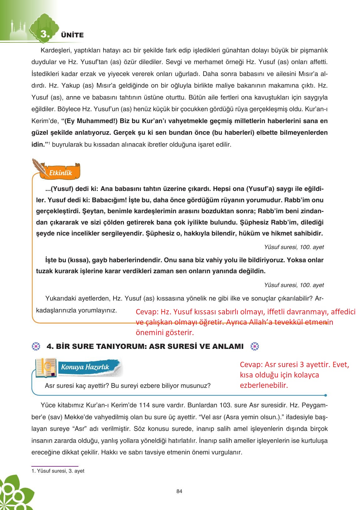 8. Sınıf Sdr İpekyolu Yayıncılık Din Kültürü Ve Ahlak Bilgisi Ders Kitabı Sayfa 85 Cevapları