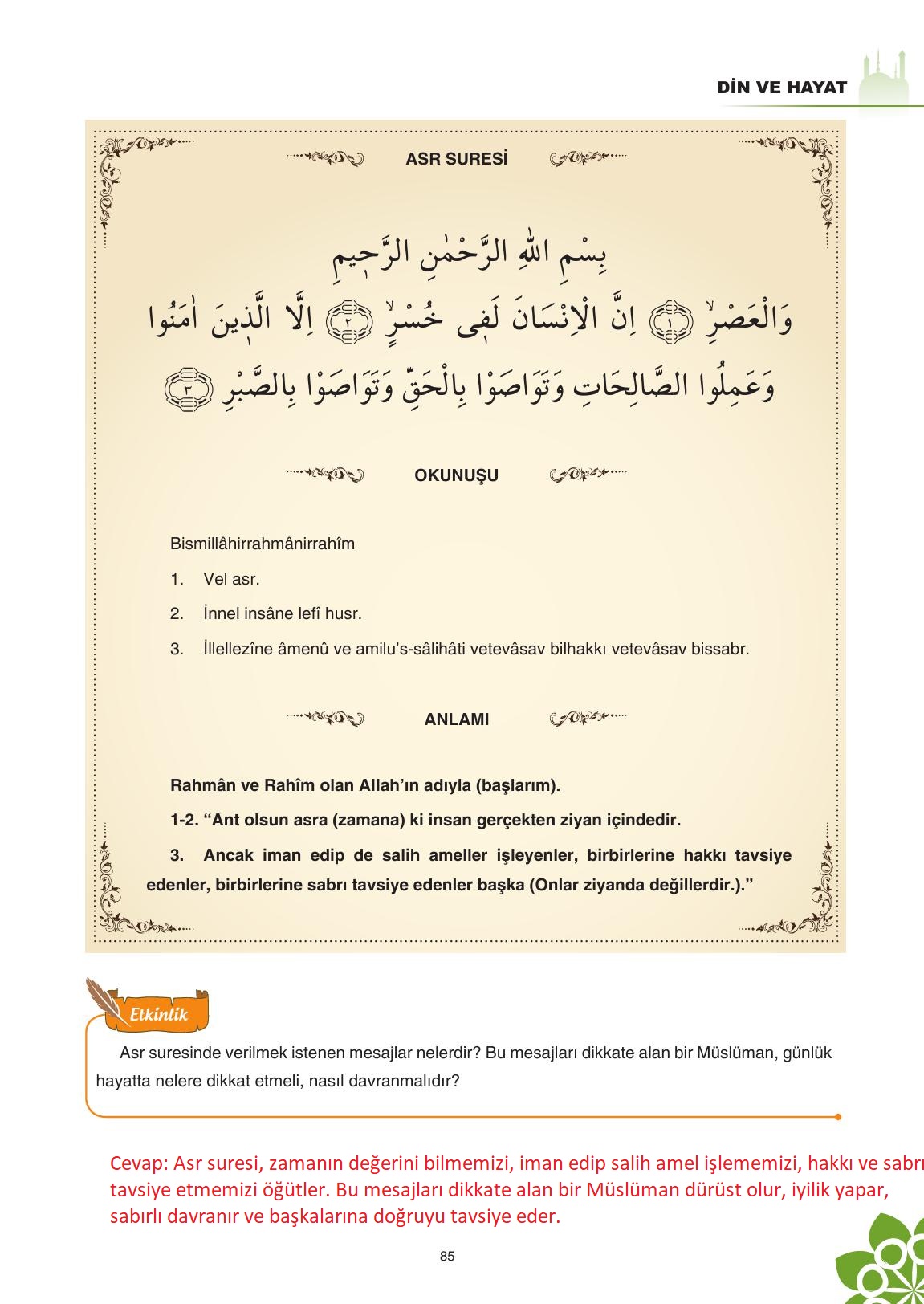 8. Sınıf Sdr İpekyolu Yayıncılık Din Kültürü Ve Ahlak Bilgisi Ders Kitabı Sayfa 86 Cevapları