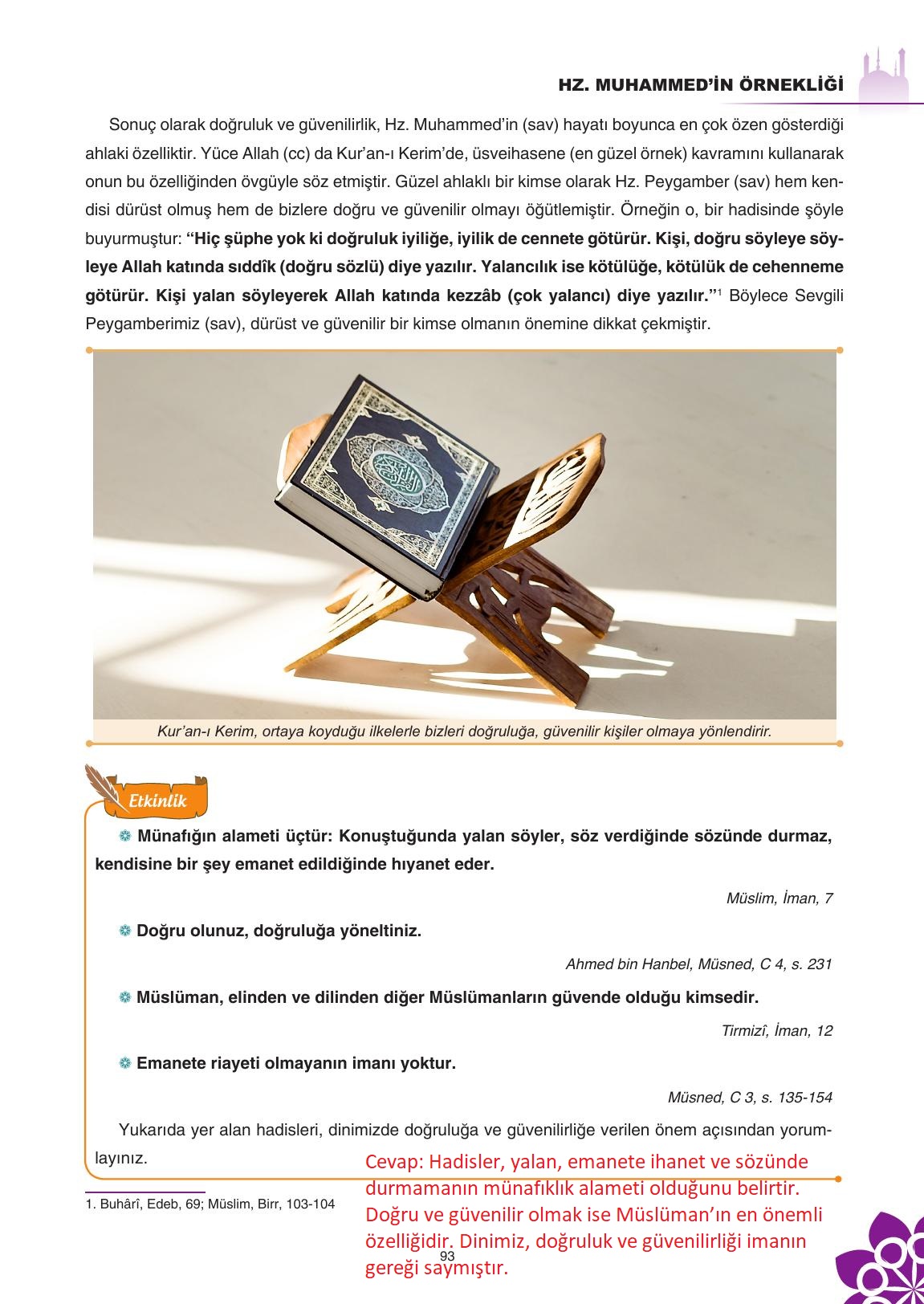 8. Sınıf Sdr İpekyolu Yayıncılık Din Kültürü Ve Ahlak Bilgisi Ders Kitabı Sayfa 94 Cevapları