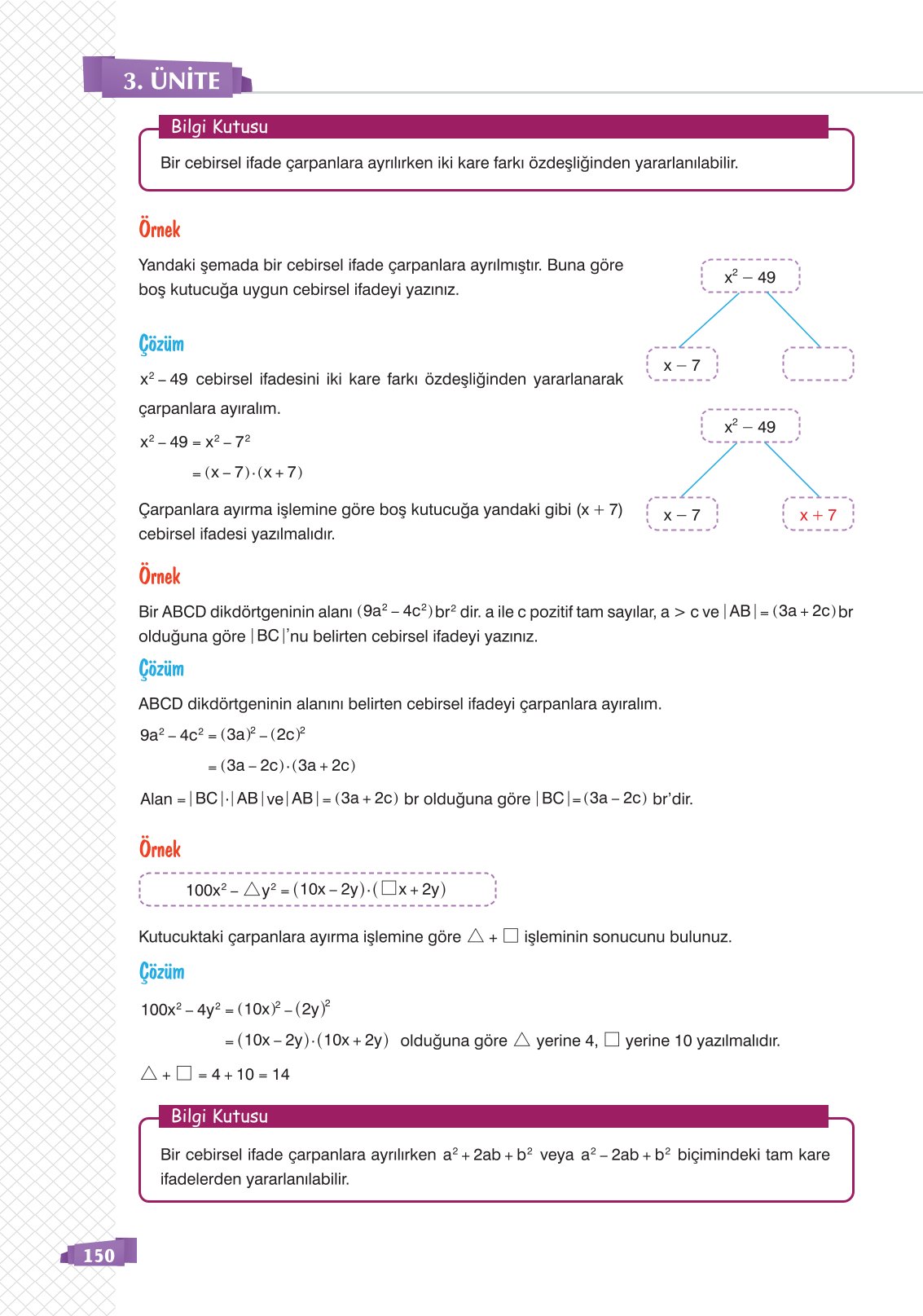 8. Sınıf Sonuç Yayınları Matematik Ders Kitabı Sayfa 150 Cevapları