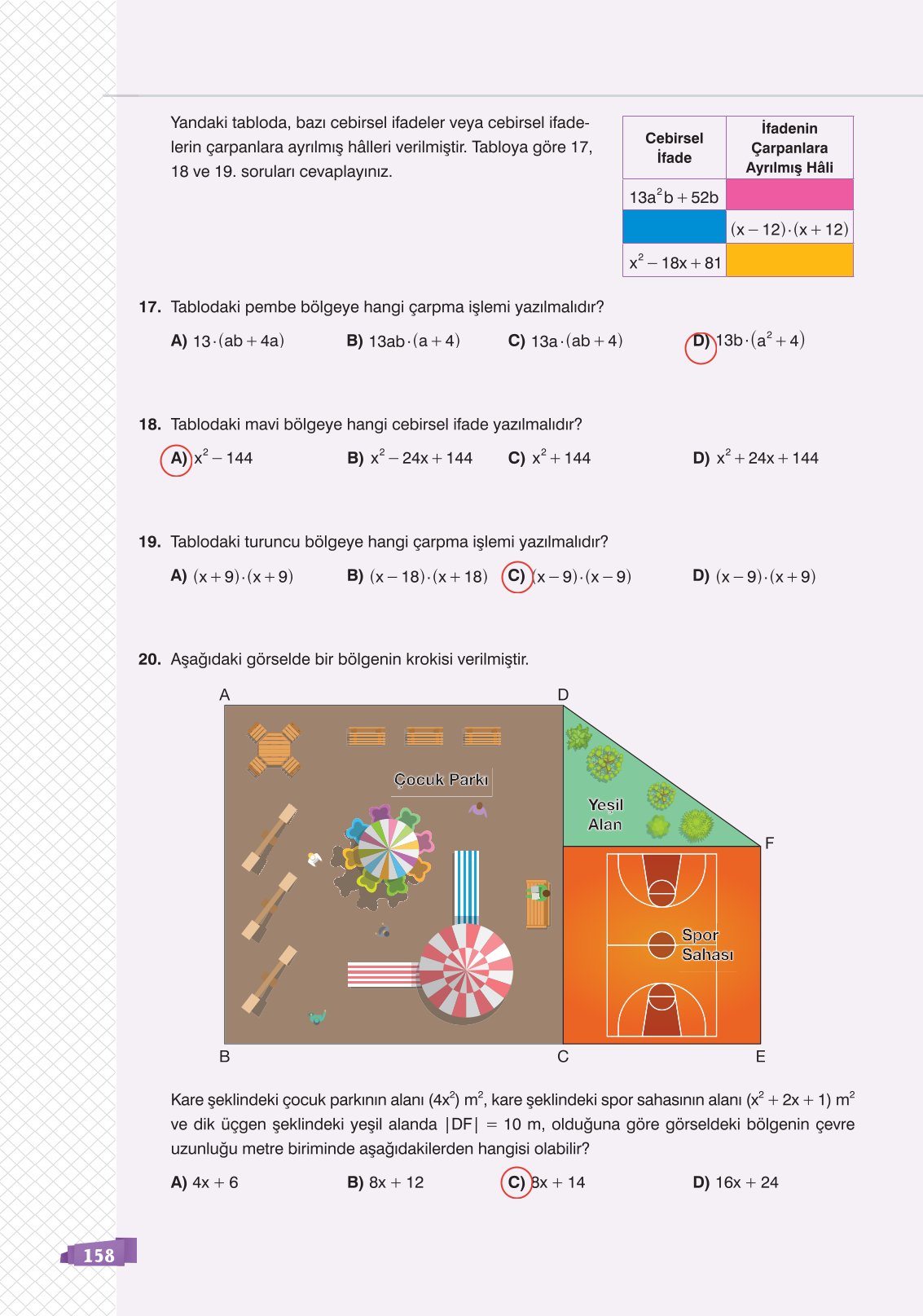 8. Sınıf Sonuç Yayınları Matematik Ders Kitabı Sayfa 158 Cevapları