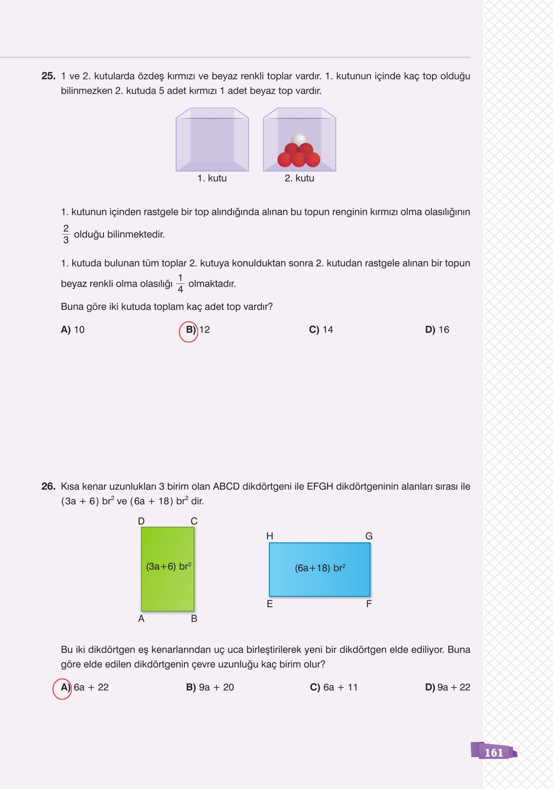 8. Sınıf Sonuç Yayınları Matematik Ders Kitabı Sayfa 161 Cevapları 8. Sınıf Sonuç Yayınları Matematik Ders Kitabı Sayfa 161 Cevapları