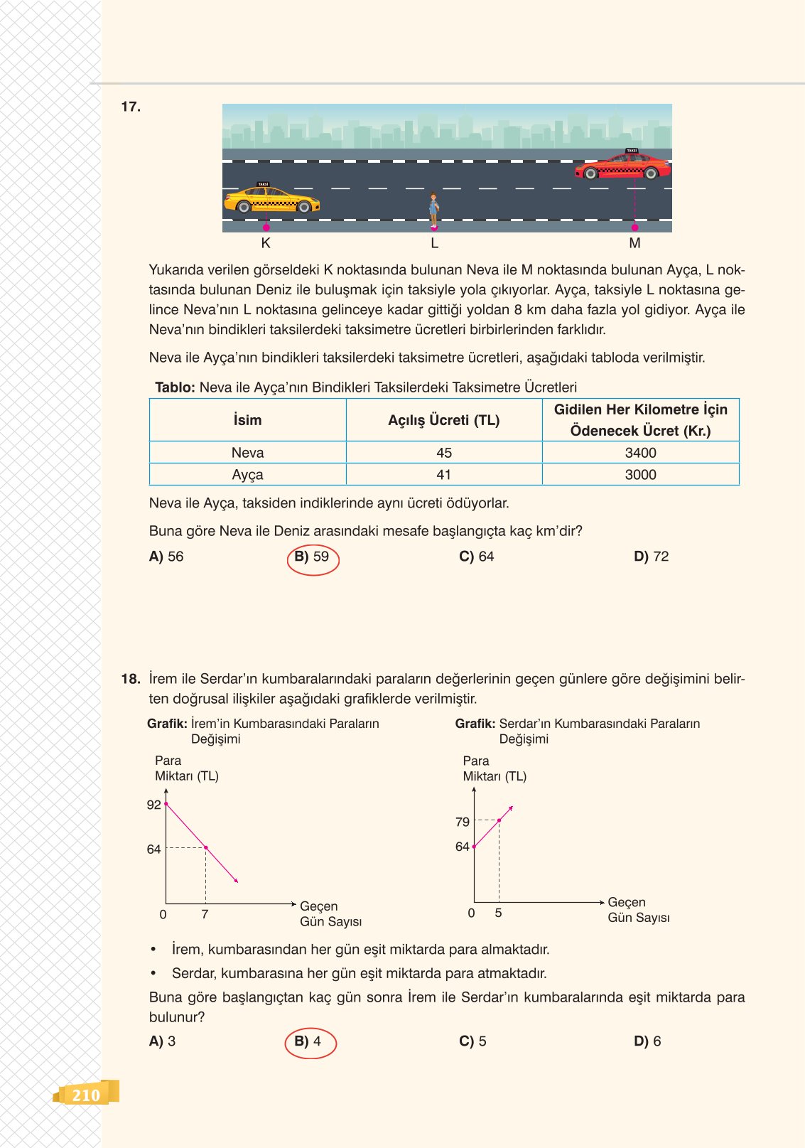 8. Sınıf Sonuç Yayınları Matematik Ders Kitabı Sayfa 210 Cevapları