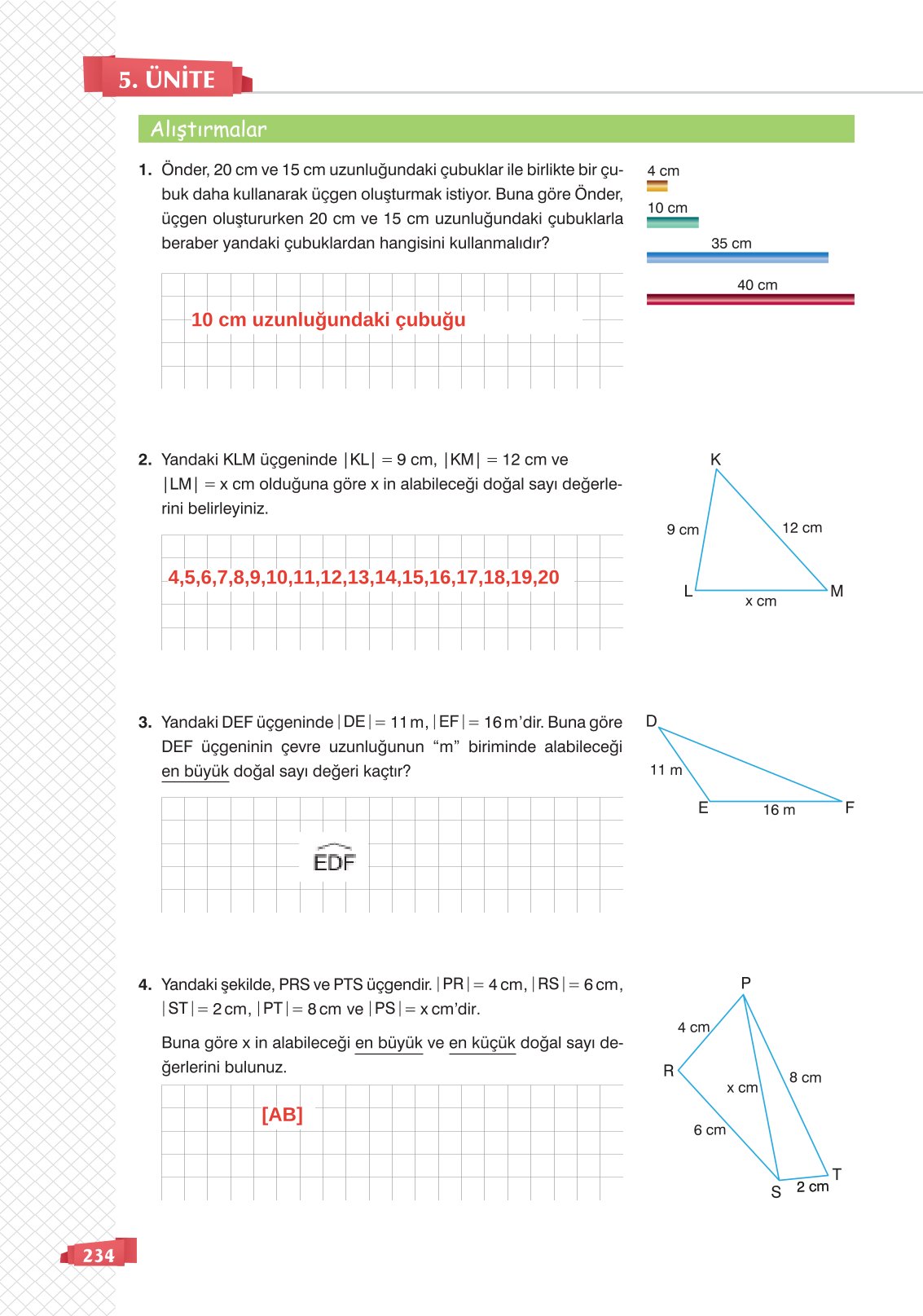 8. Sınıf Sonuç Yayınları Matematik Ders Kitabı Sayfa 234 Cevapları