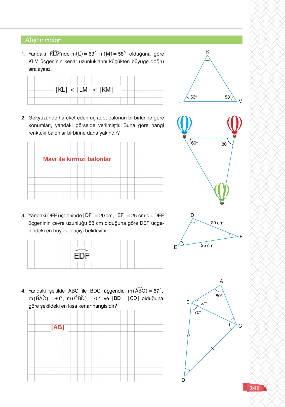 8. Sınıf Sonuç Yayınları Matematik Ders Kitabı Sayfa 241 Cevapları