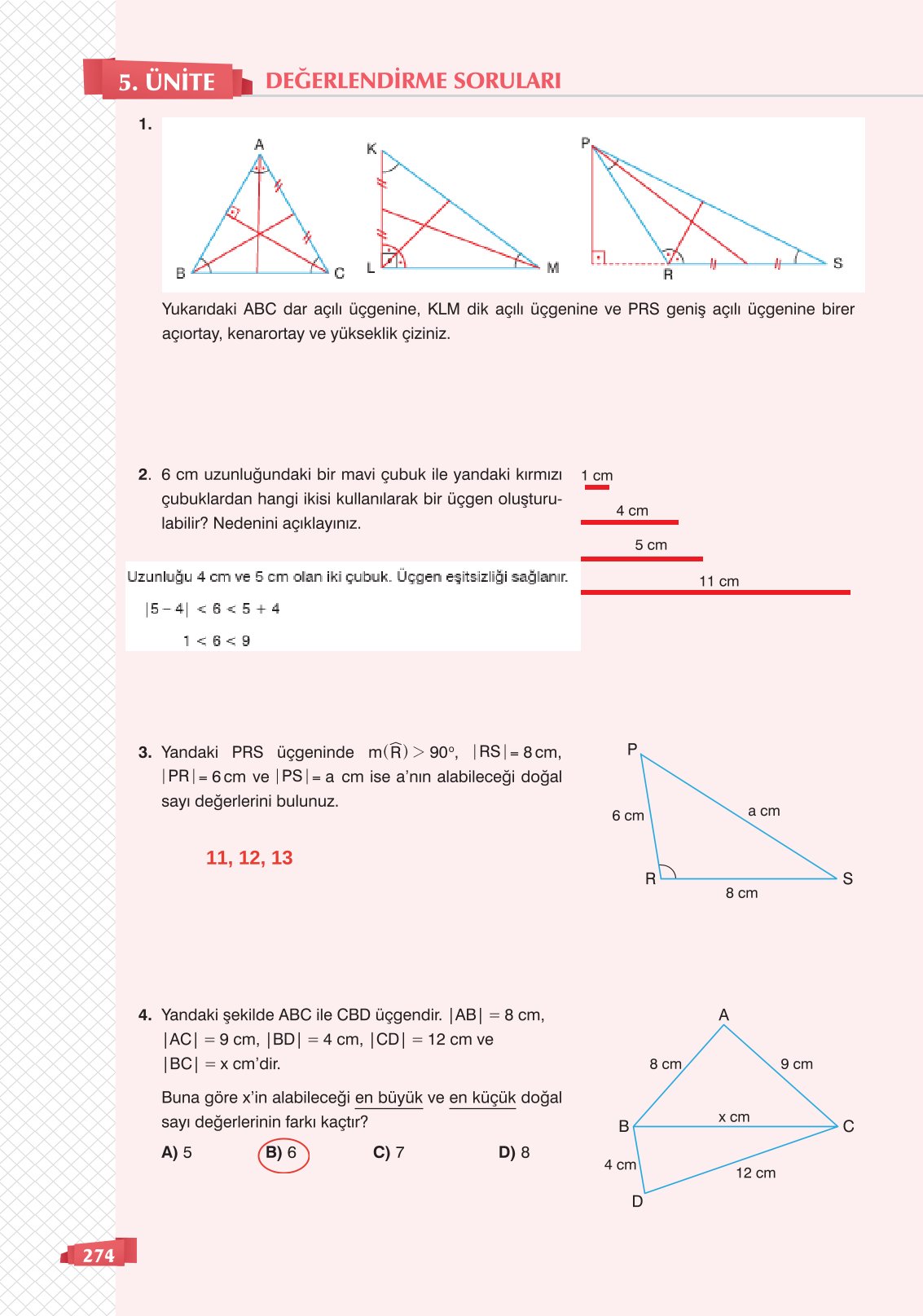 8. Sınıf Sonuç Yayınları Matematik Ders Kitabı Sayfa 274 Cevapları
