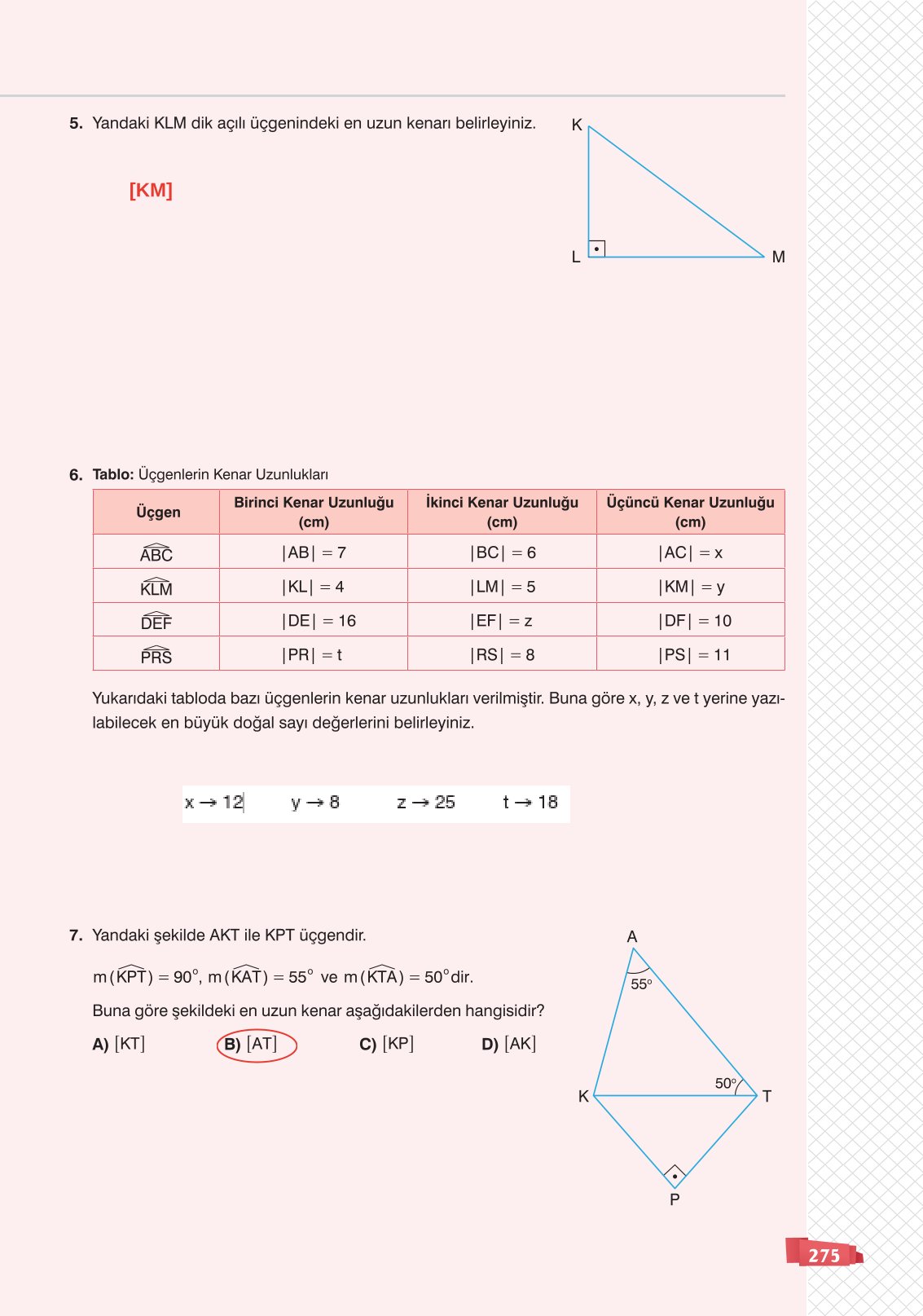8. Sınıf Sonuç Yayınları Matematik Ders Kitabı Sayfa 275 Cevapları 8. Sınıf Sonuç Yayınları Matematik Ders Kitabı Sayfa 275 Cevapları