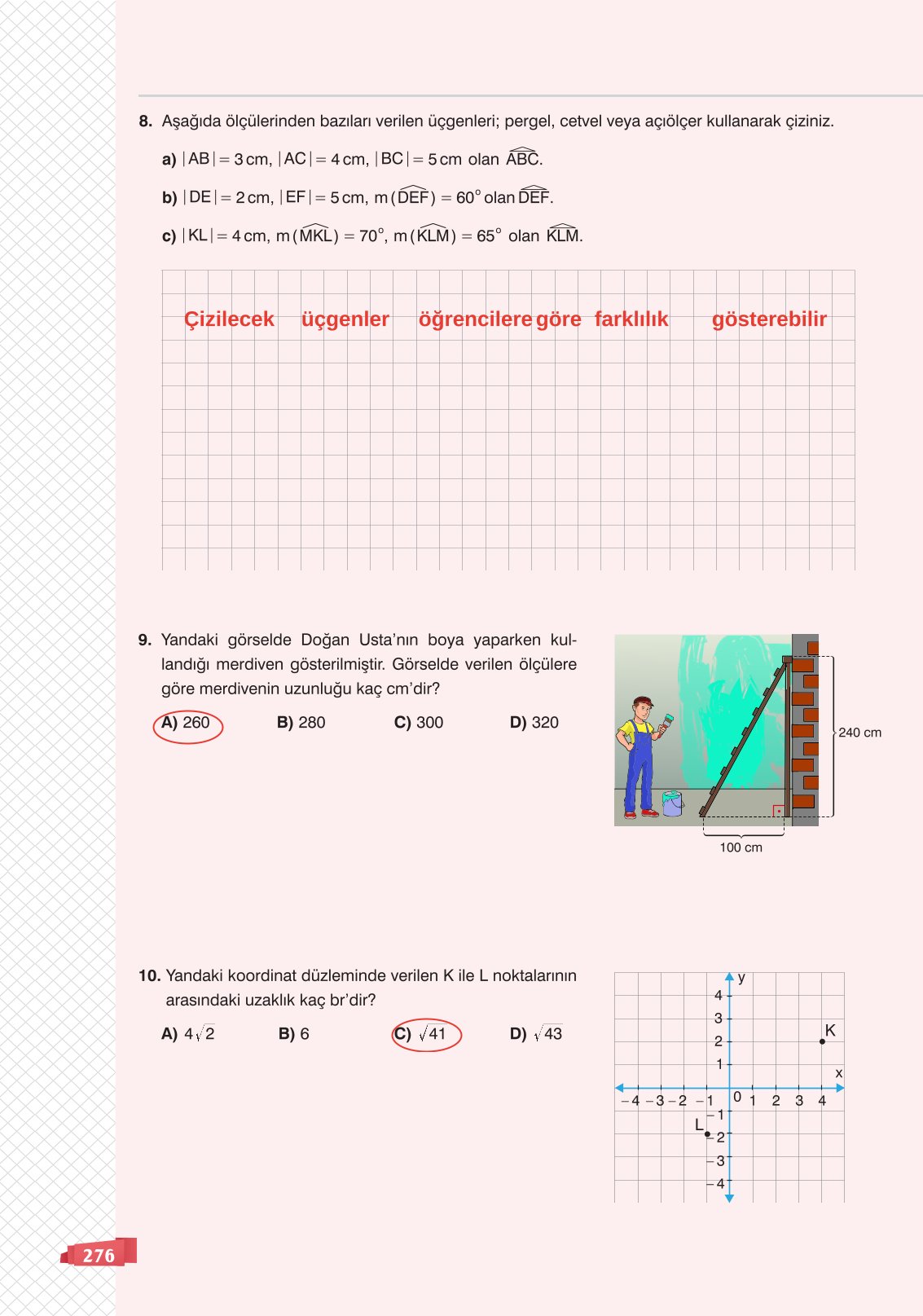 8. Sınıf Sonuç Yayınları Matematik Ders Kitabı Sayfa 276 Cevapları 8. Sınıf Sonuç Yayınları Matematik Ders Kitabı Sayfa 276 Cevapları
