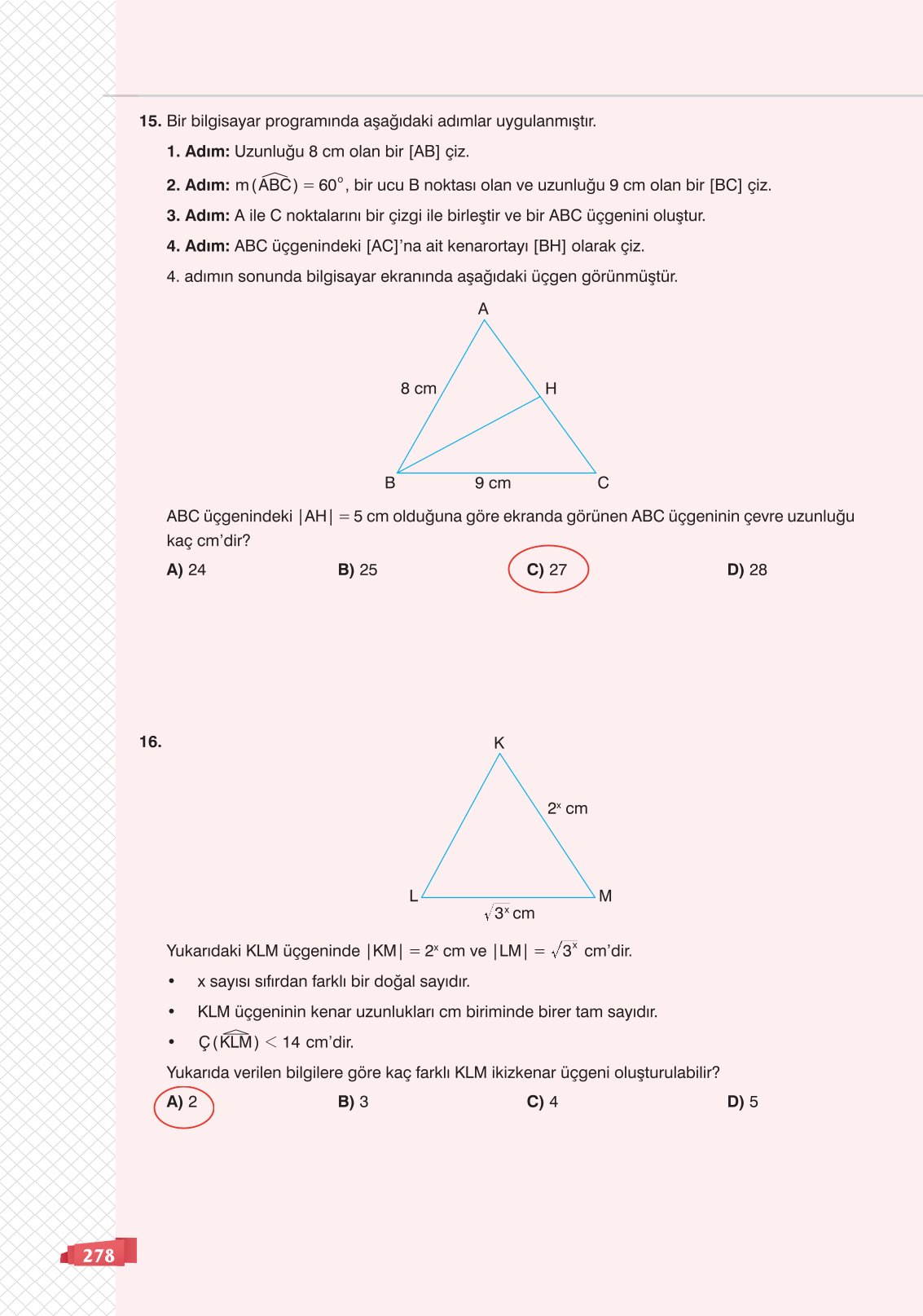 8. Sınıf Sonuç Yayınları Matematik Ders Kitabı Sayfa 278 Cevapları