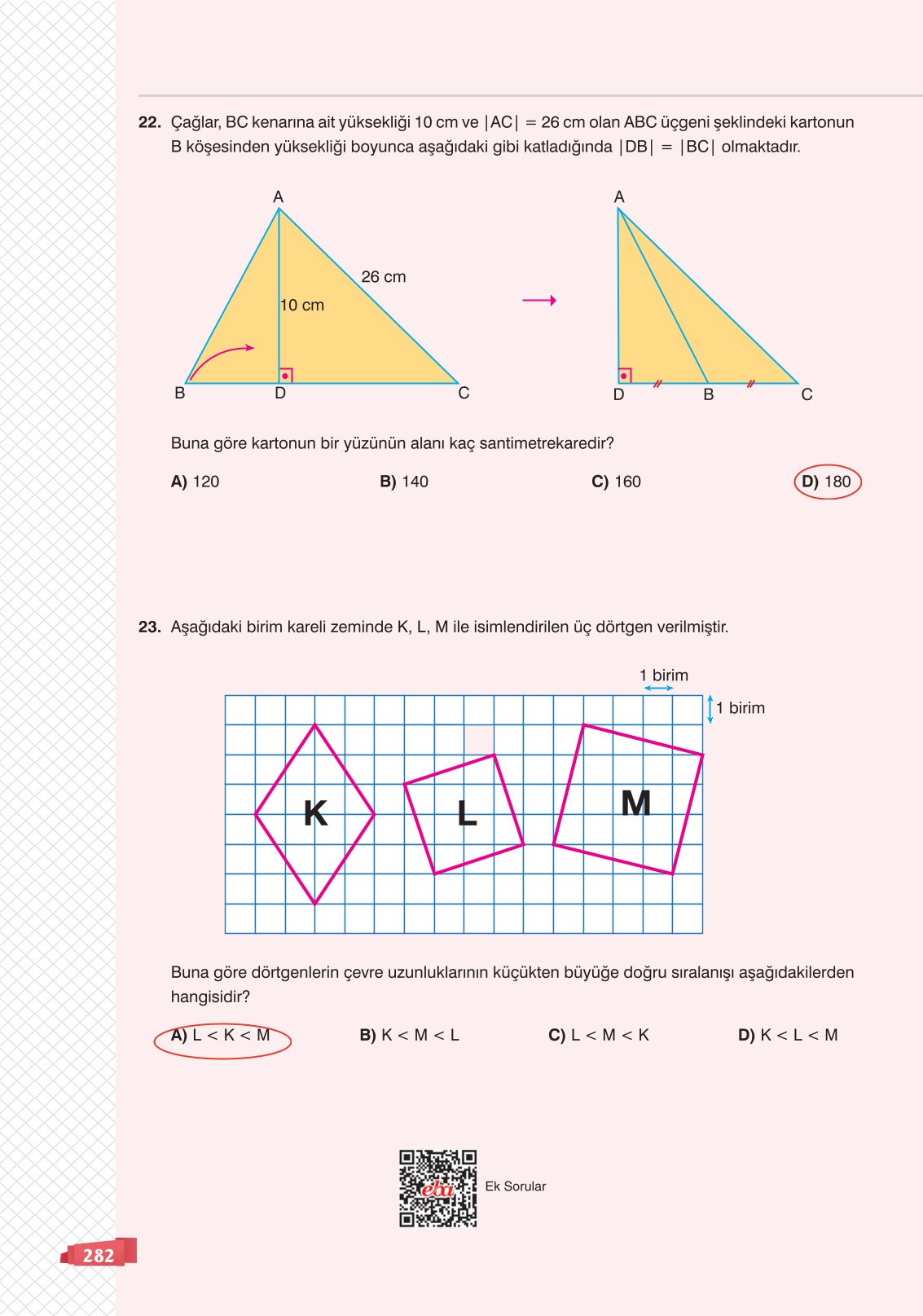 8. Sınıf Sonuç Yayınları Matematik Ders Kitabı Sayfa 282 Cevapları